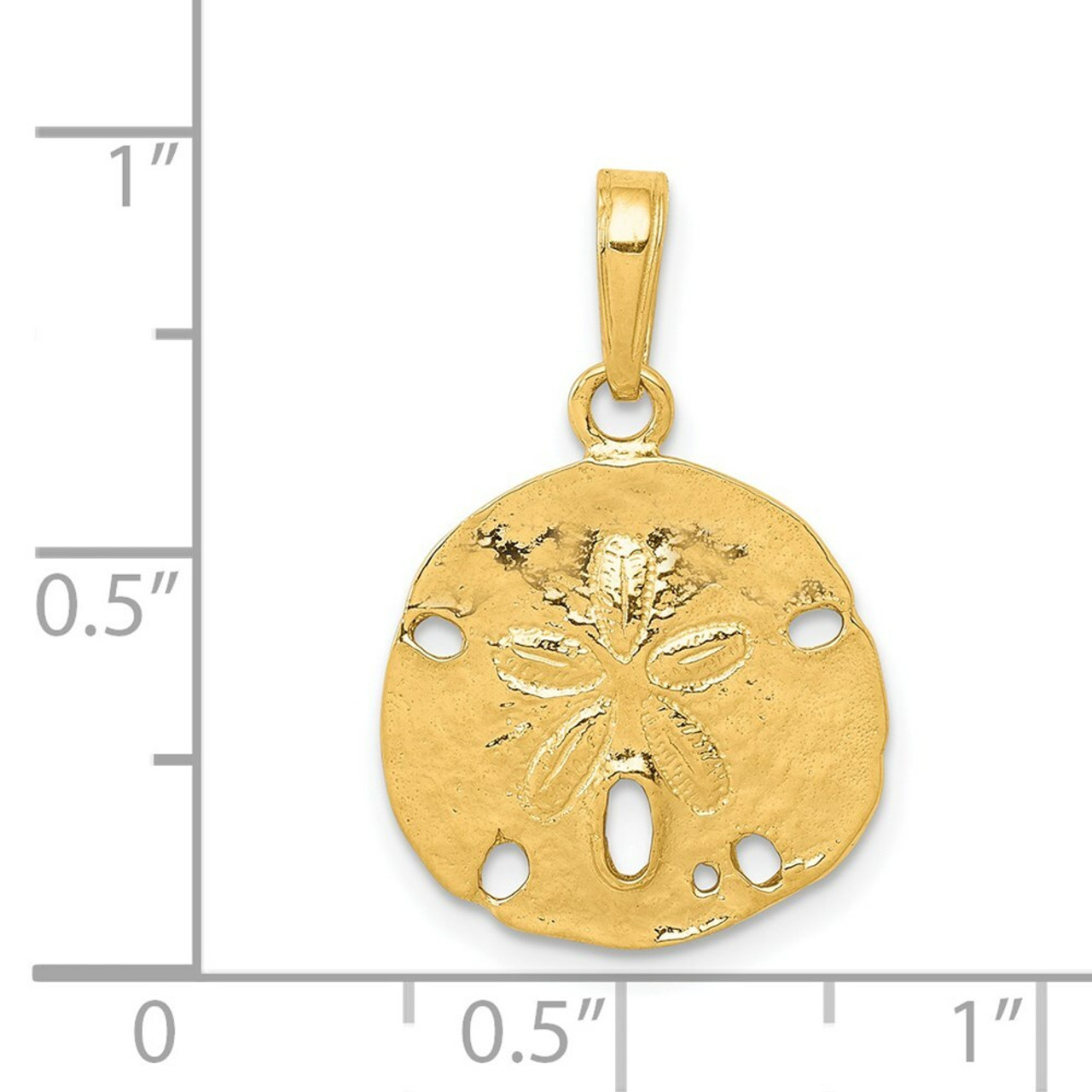 14K Yellow Gold Polished Sand Dollar Pendant - (A83-523)