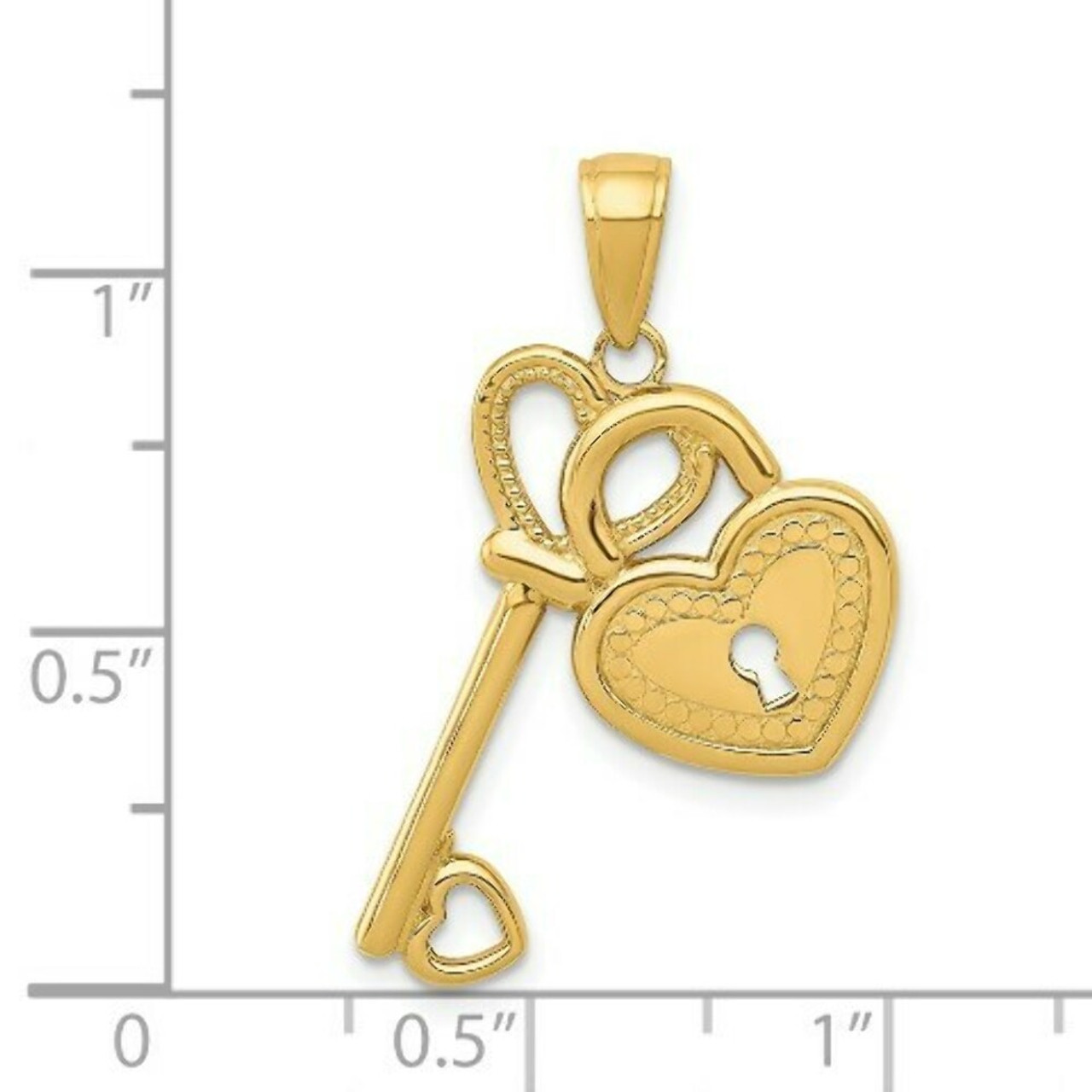 14K Yellow Gold Heart Key & Lock Pendant - (A84-115)