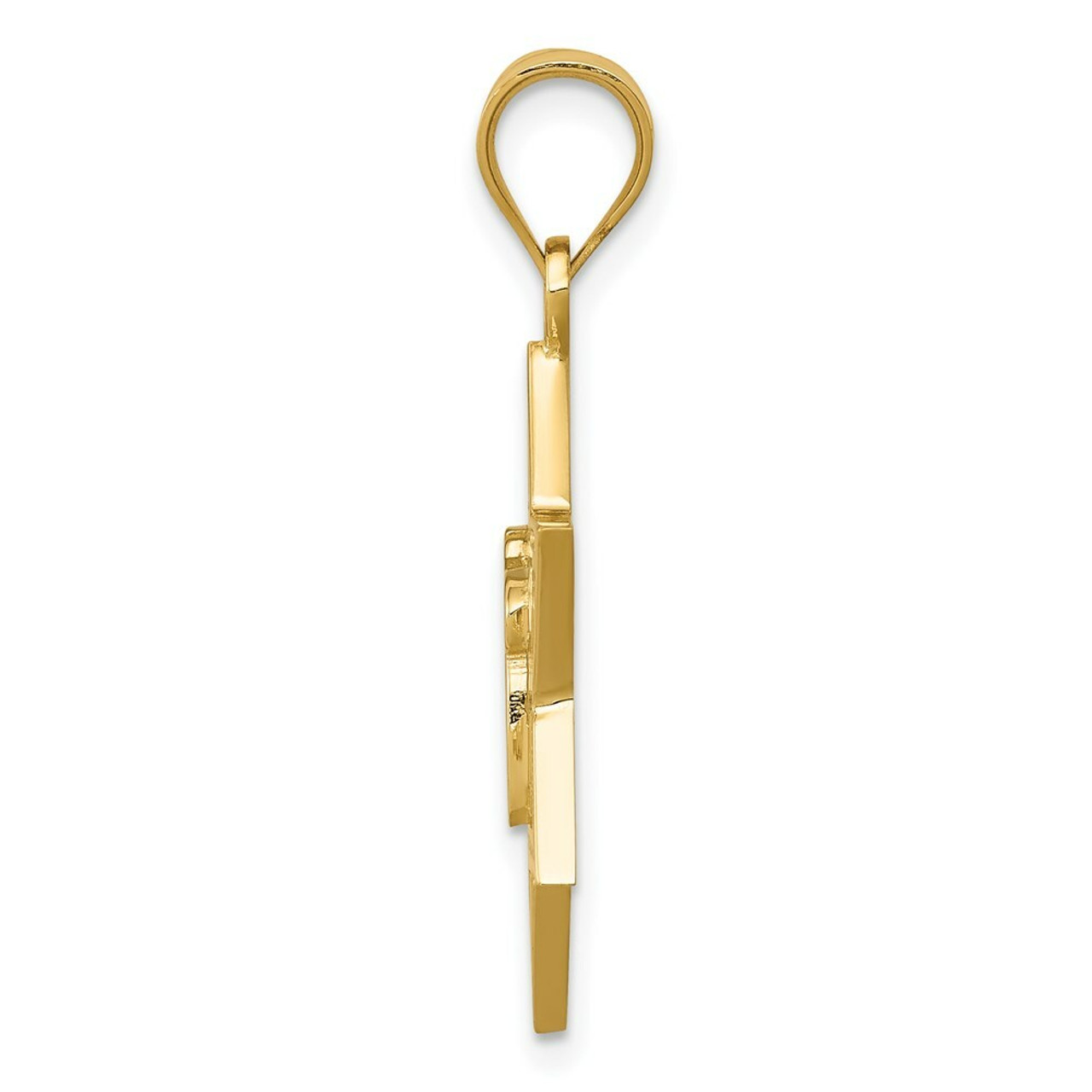 14K Yellow Gold Solid Polish Chai In Star of David Charm - (A84-338)