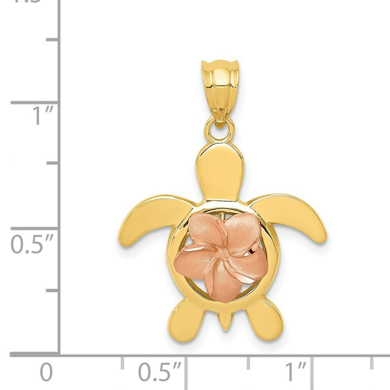 14K Two-tone Gold Rose Plumeria Turtle - (A84-412)