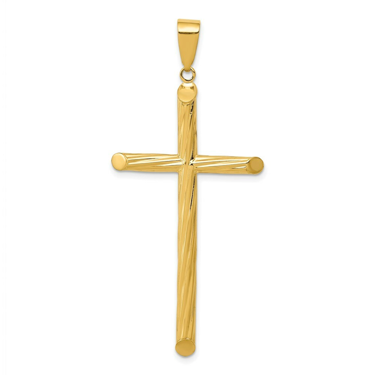14K Yellow Gold Fancy Textured Cross Pendant - (A84-789)