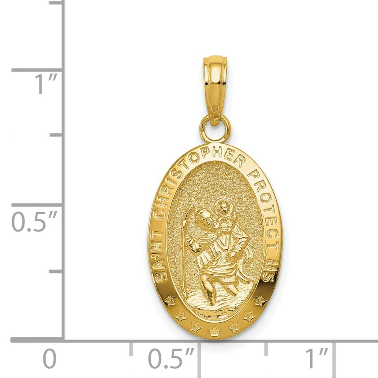 14K Yellow Gold Saint Christopher Medal Pendant 12mm width - (A85-621)