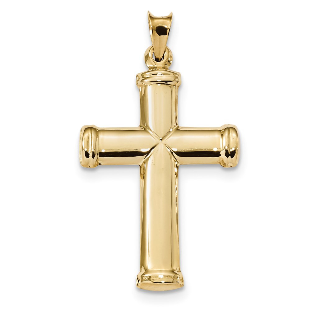 14k Yellow Gold Polished Stamping Cross Pendant - (A87-178) - Roy