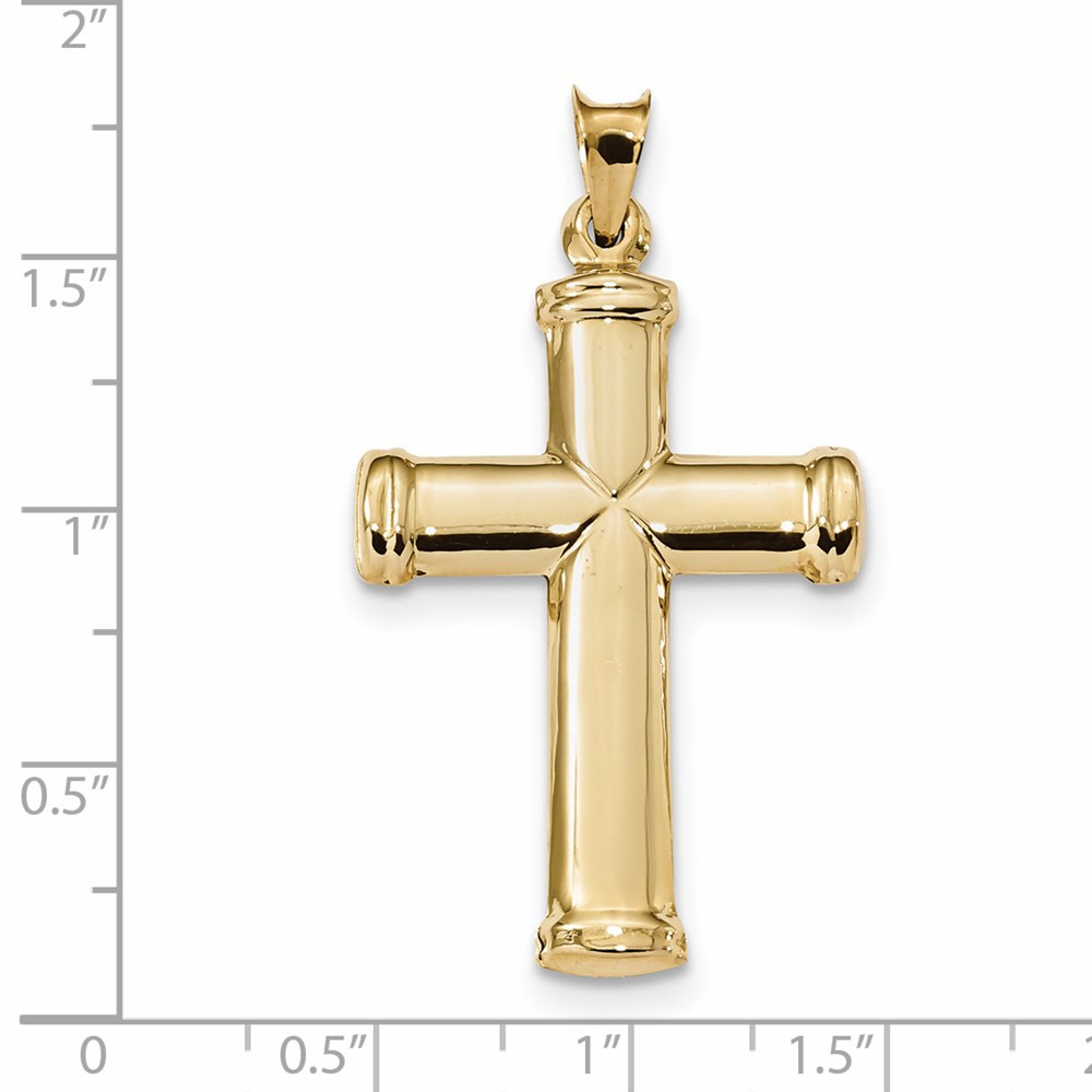 14k Yellow Gold Polished Stamping Cross Pendant - (A87-178) - Roy