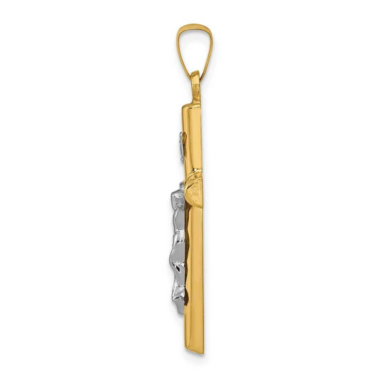 14K Two-tone Gold INRI Hollow Crucifix Pendant 33mm length - (B11-333)