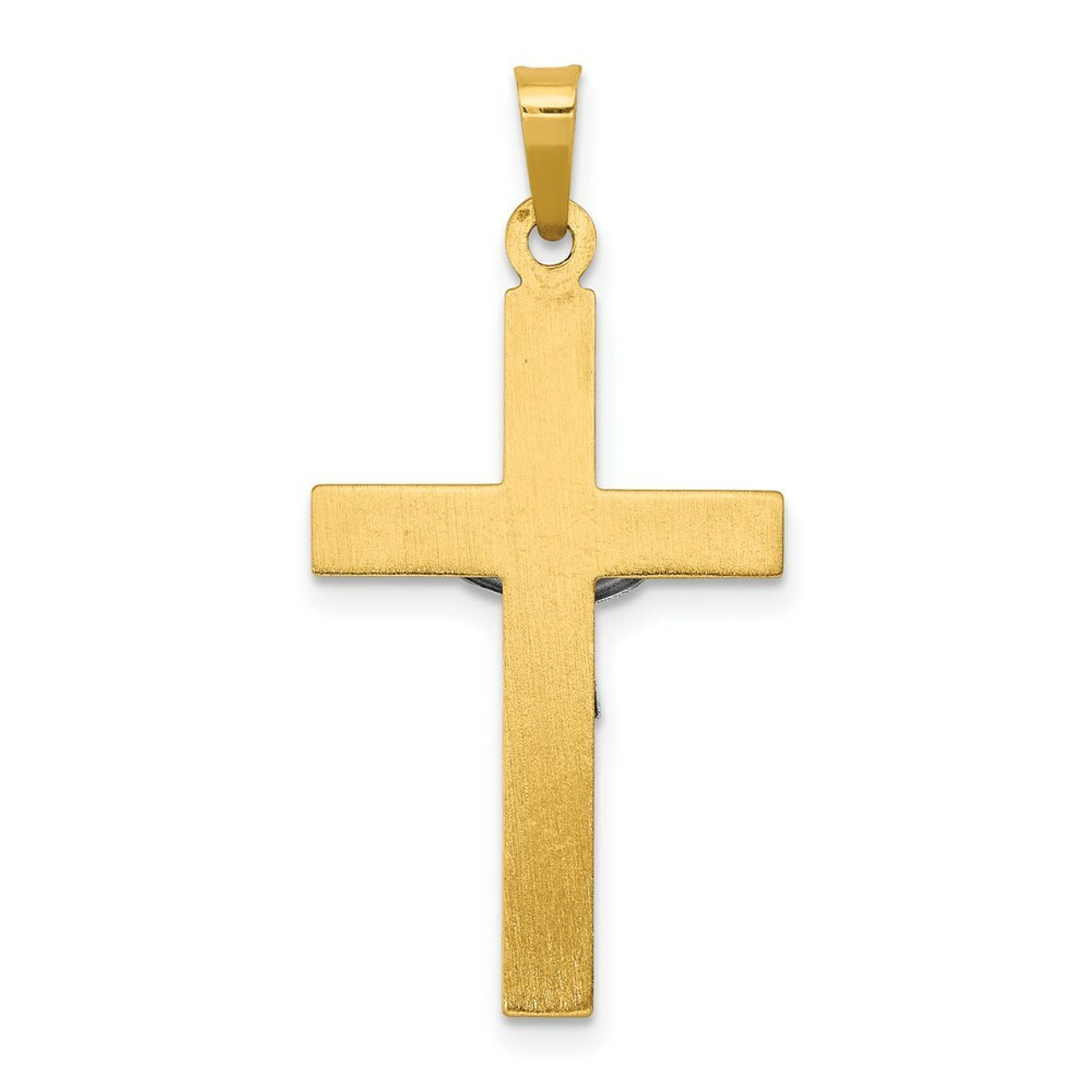 14K Two-tone Gold INRI Hollow Crucifix Pendant 33mm length - (B11-333)