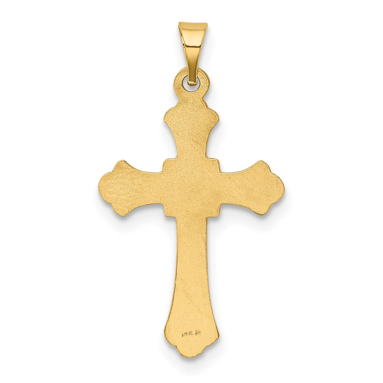 14K Yellow Gold Budded Cross Pendant 28mm length - (B11-590)