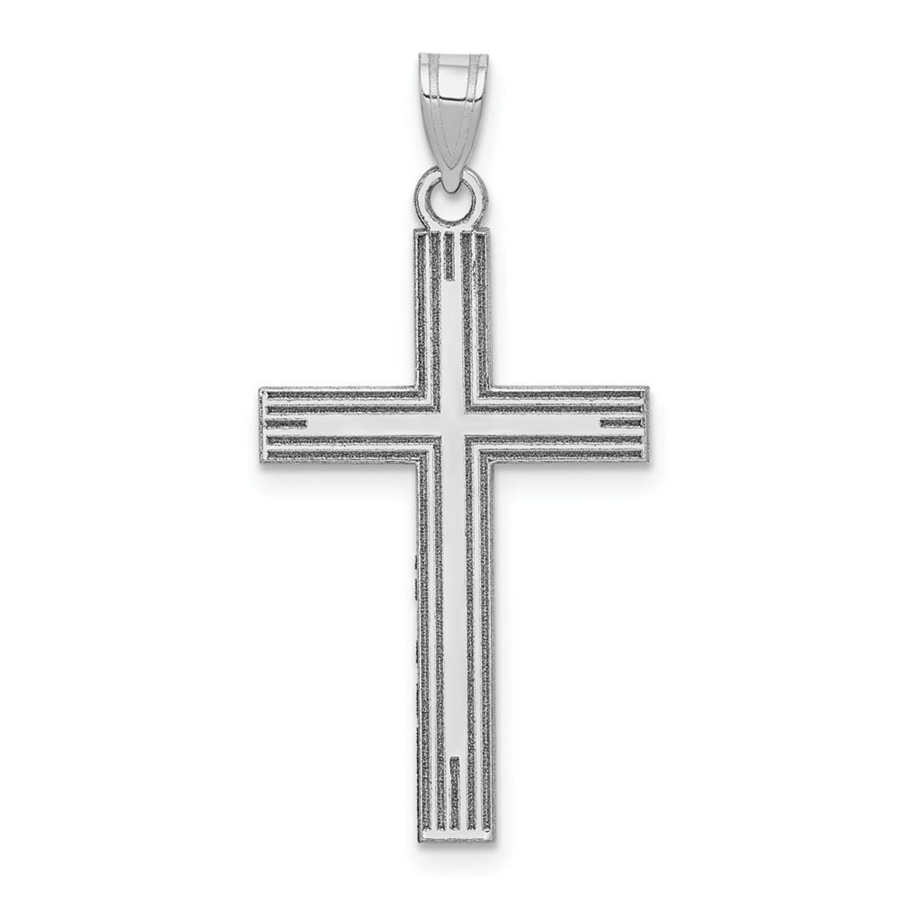 14K White Gold Solid Cross Pendant - (B11-922)