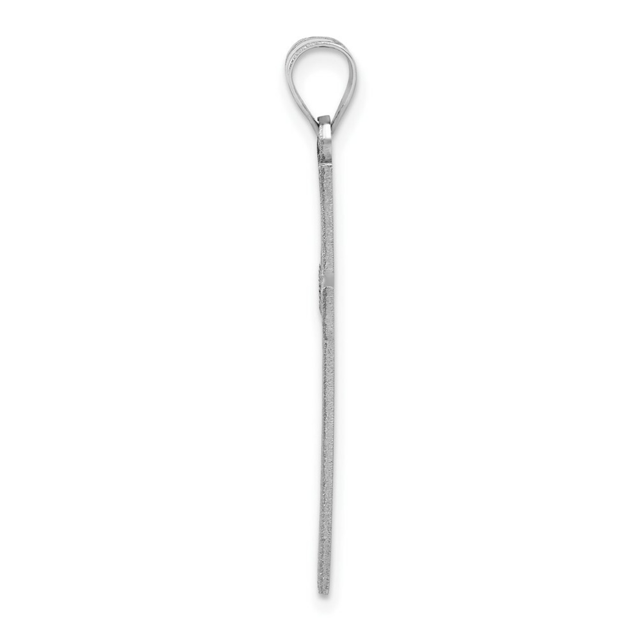 14K White Gold Solid Cross Pendant - (B11-922)