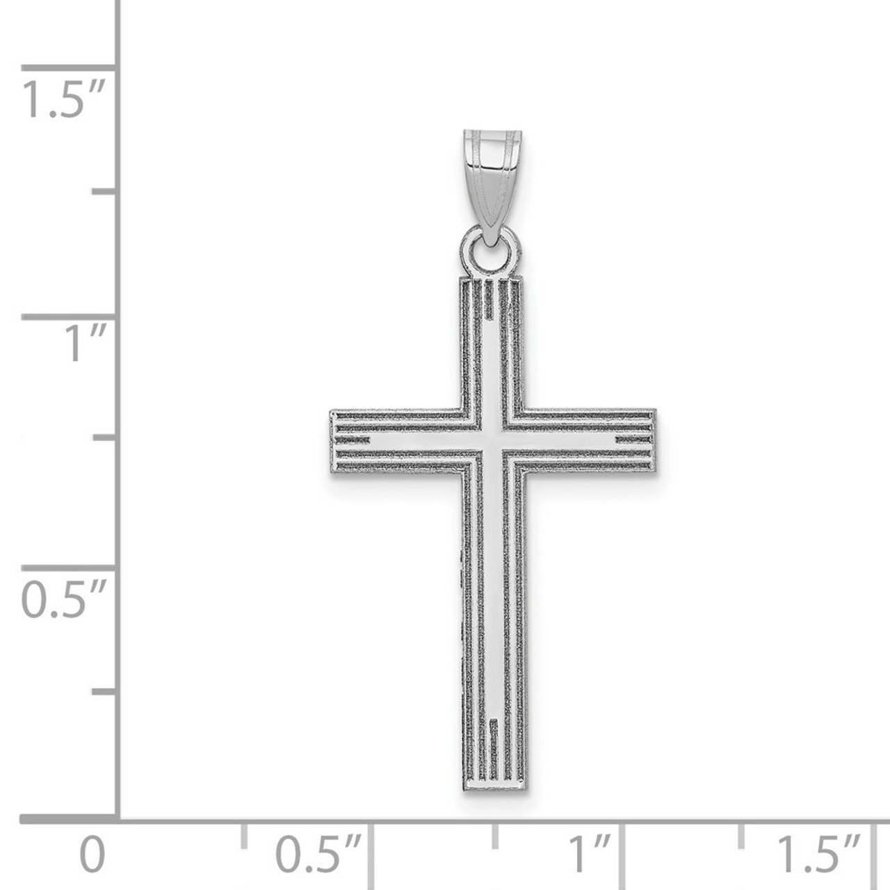 14K White Gold Solid Cross Pendant - (B11-922)