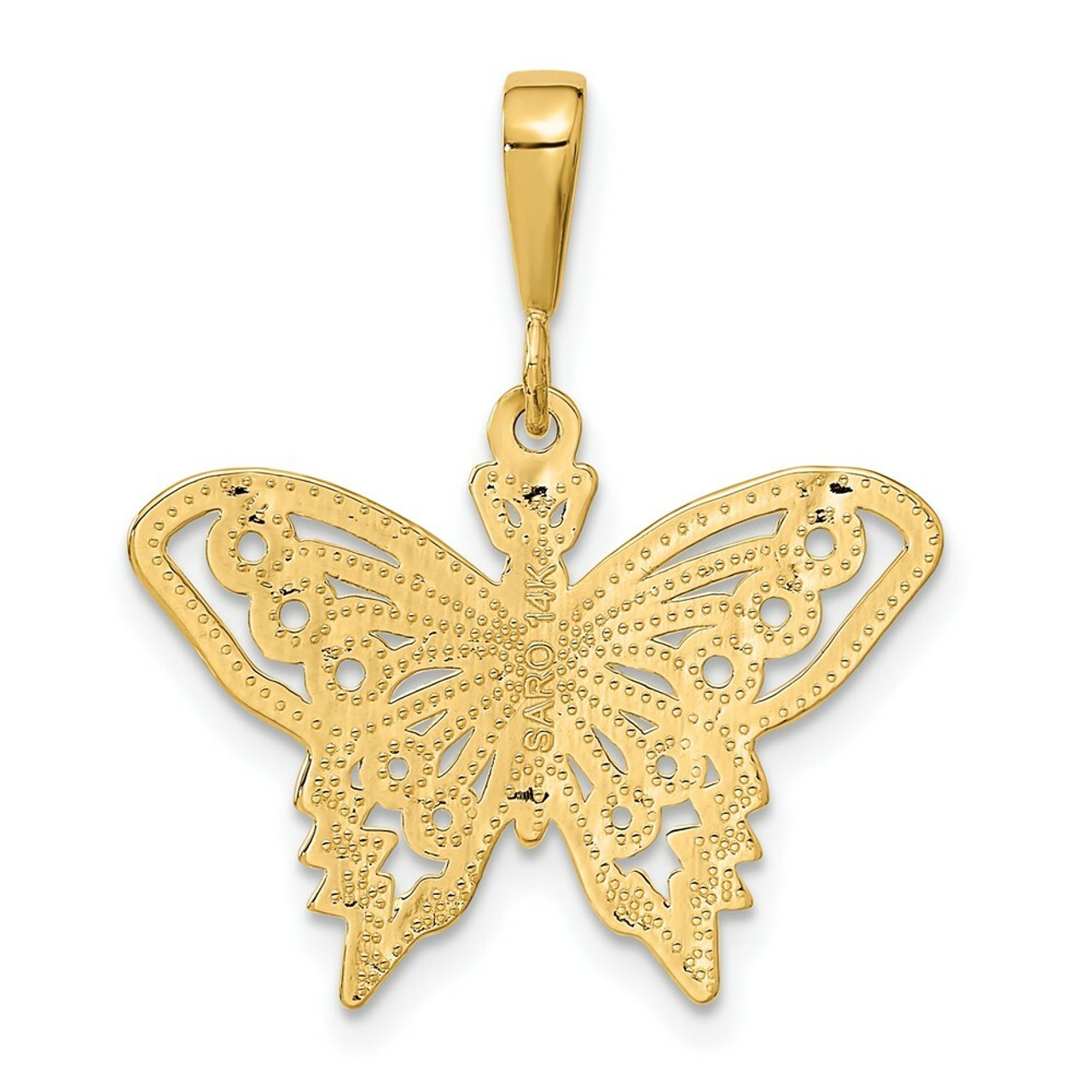 14K Yellow Gold Butterfly Charm - (A82-970)
