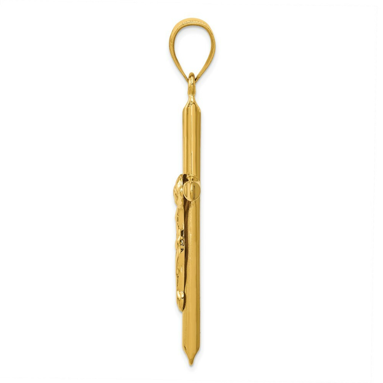 14K Yellow Gold Polished Hollow Crucifix Pendant - (A83-292)