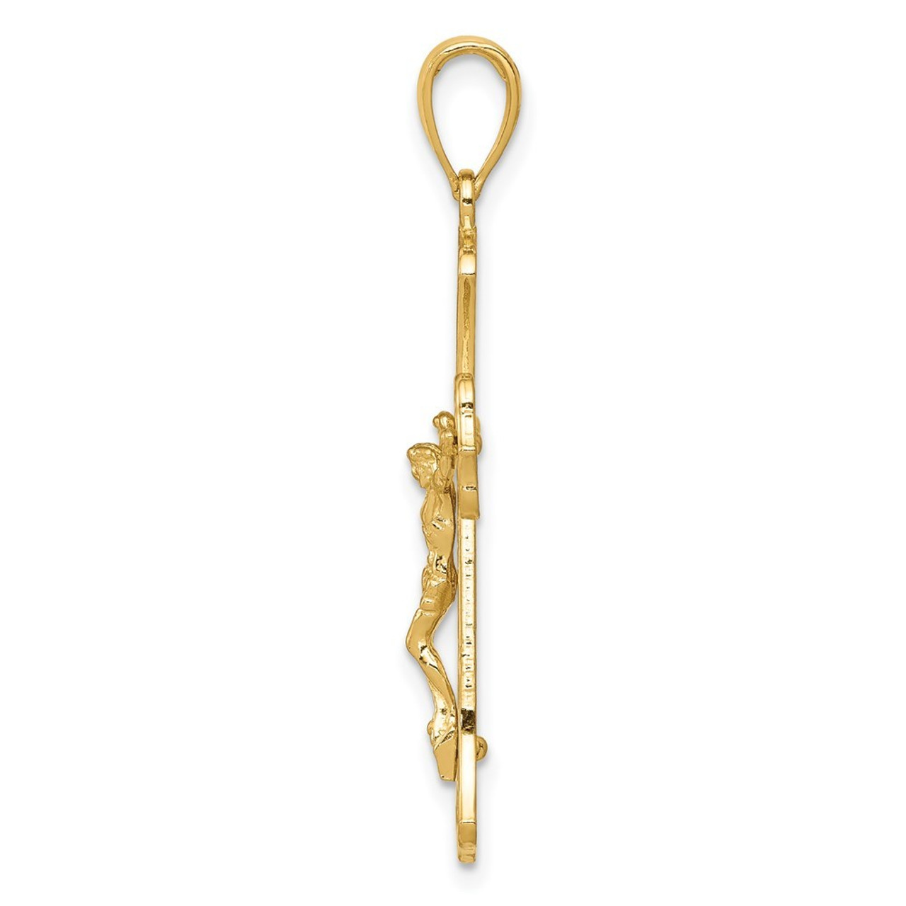 14K Yellow Gold Crucifix Pendant 36mm length - (A83-849)