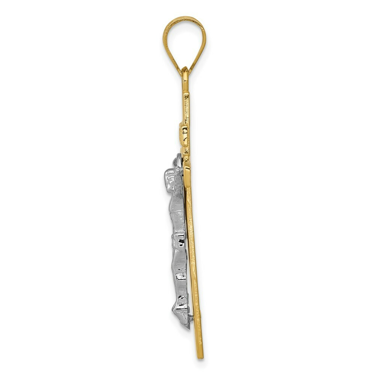 14K Two-tone Gold INRI Crucifix Pendant 44mm length - (A84-511)