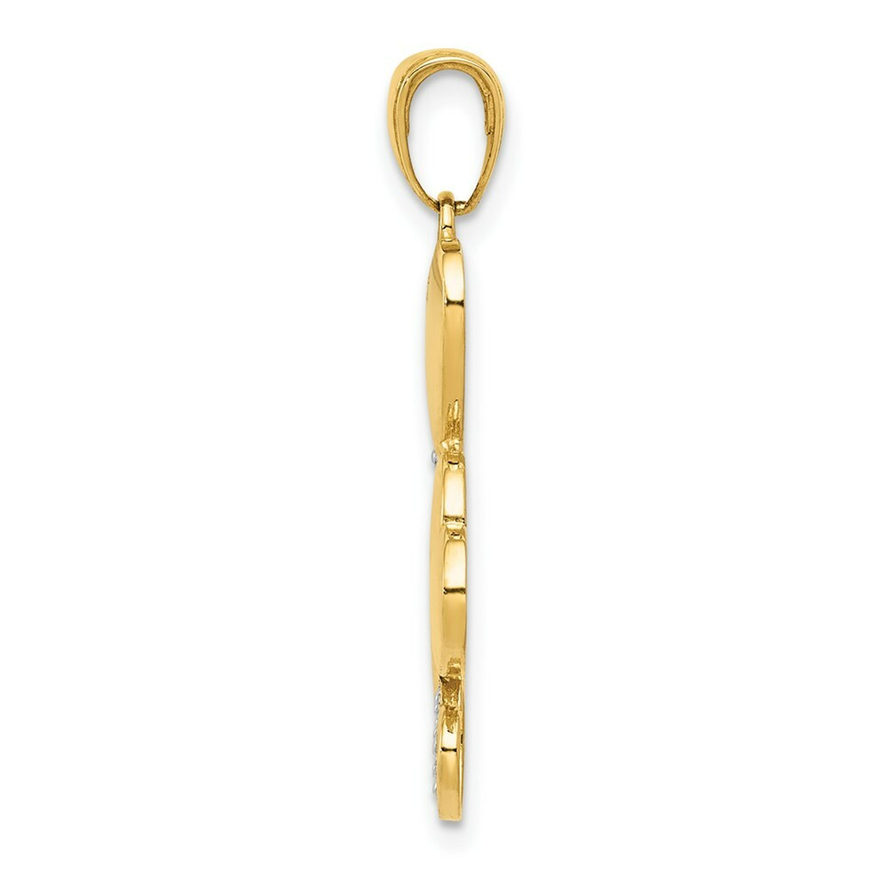 14K Two-tone Gold Polished Heart Cluster Pendant - (A85-104)