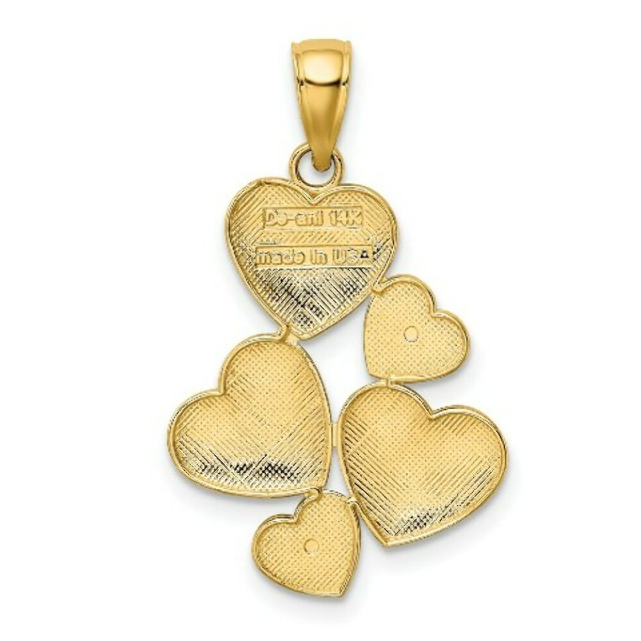 14K Two-tone Gold Polished Heart Cluster Pendant - (A85-104)