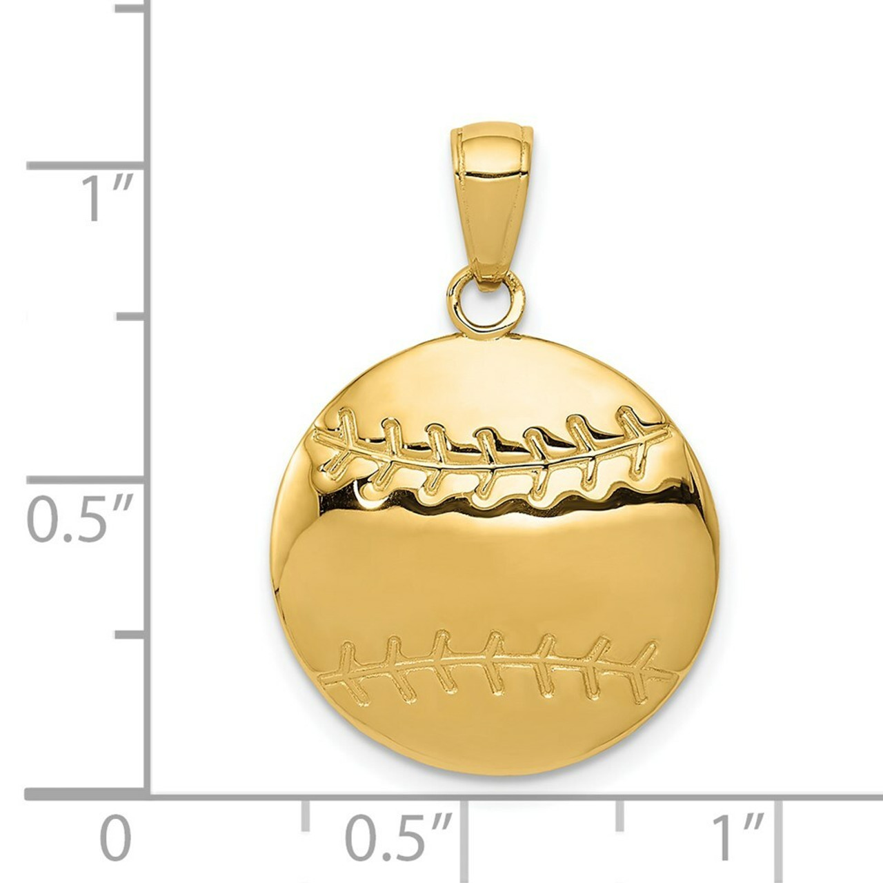14K Yellow Gold Diamond-cut Baseball Charm - (A85-305)
