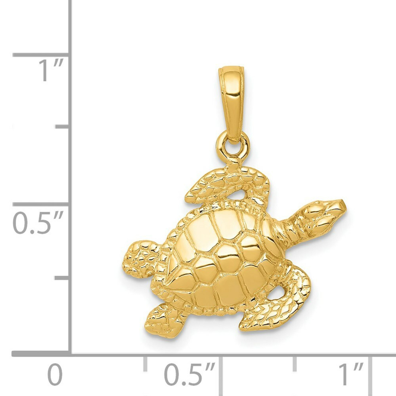 14K Yellow Gold Sea Turtle Pendant - (A85-307)