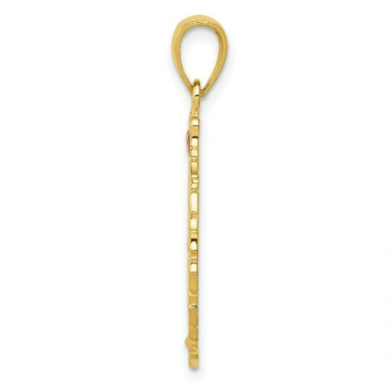 14K Yellow Gold Enameled Christmas Wreath Pendant - (A85-437)