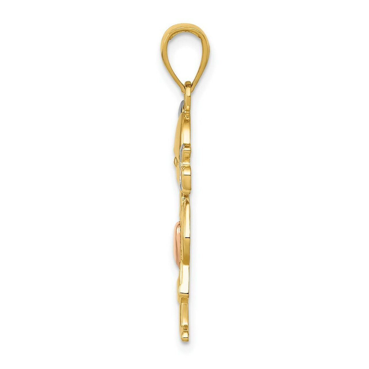 14K Yellow Gold & Rhodium Girl Pendant - (A85-512)