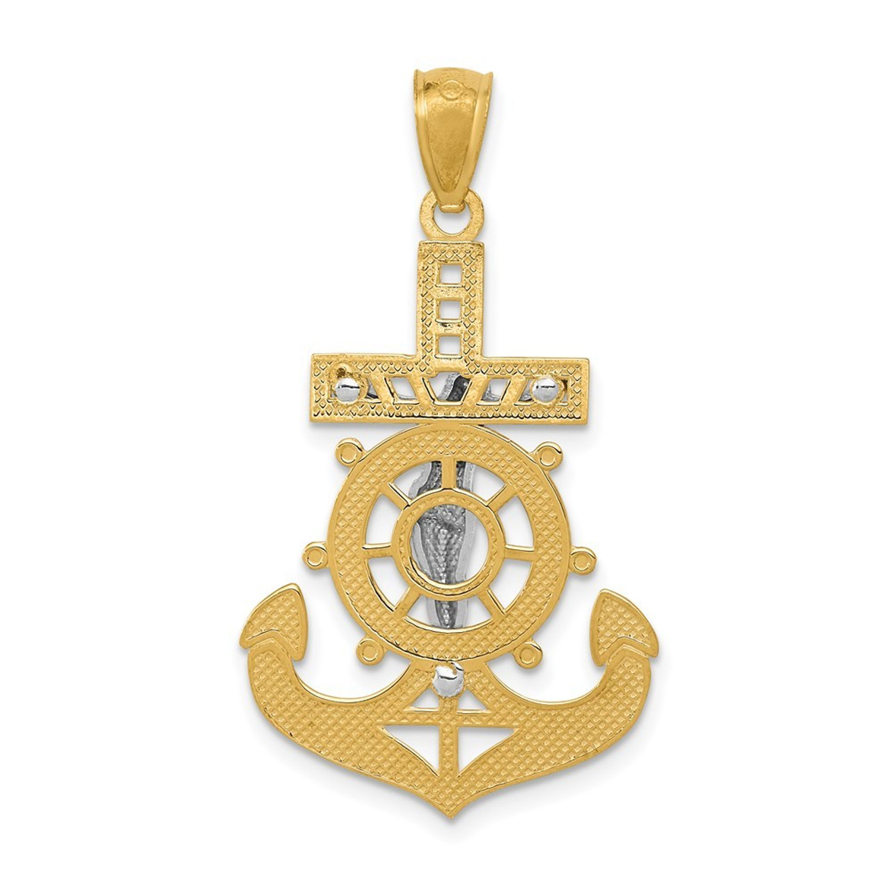14K Two-tone Gold Two-tone Polished Mariners Crucifix Pendant - (A86-260)