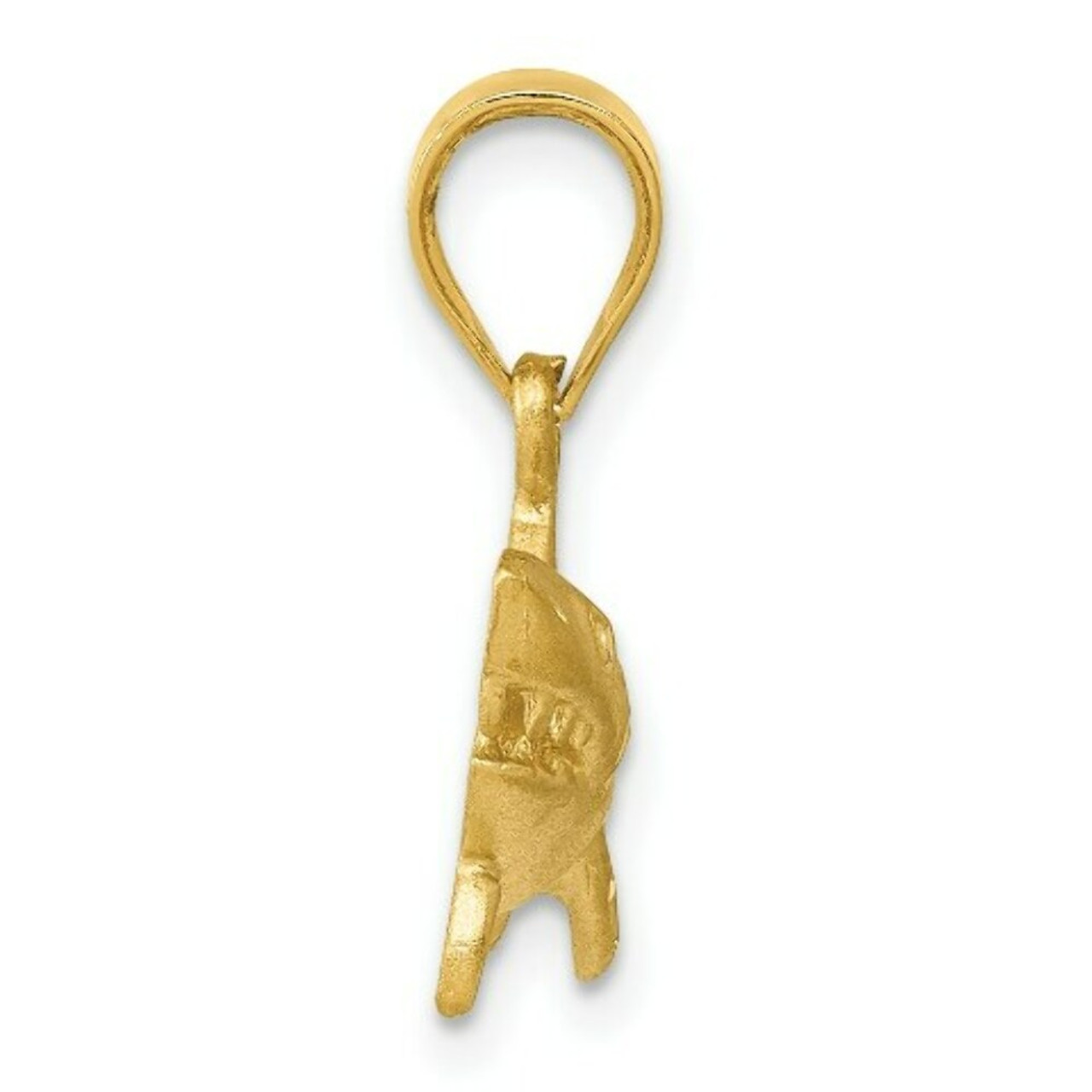 14k Yellow Gold Satin & Diamond-cut Shark Pendant - (A87-327)
