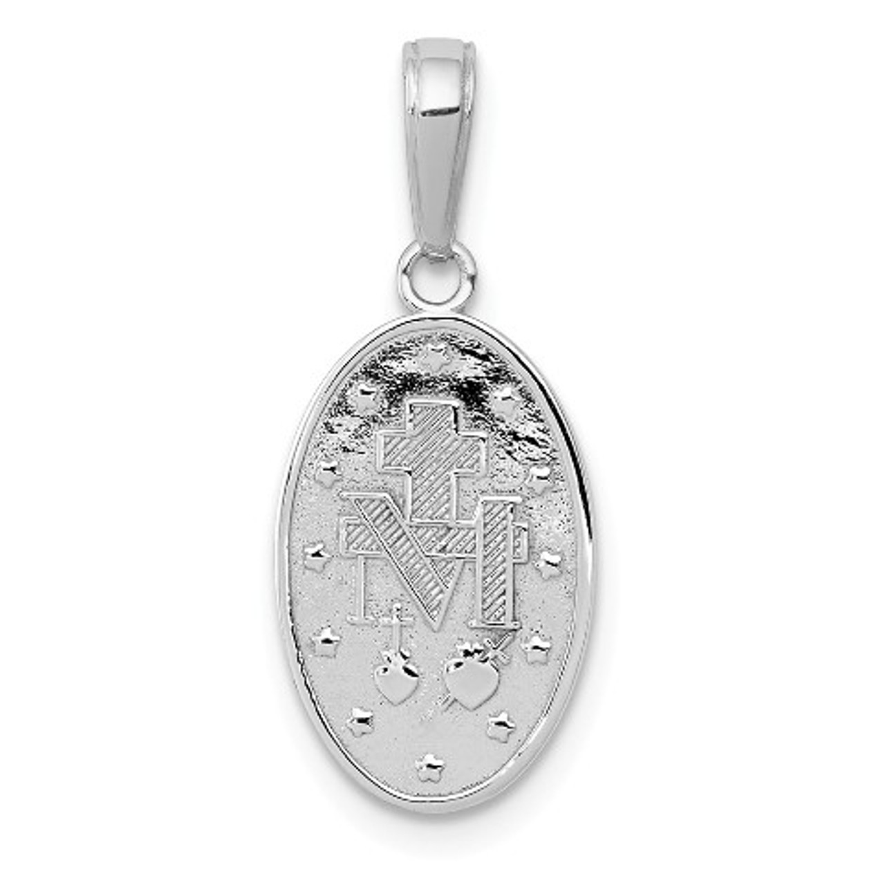 14k White Gold Miraculous Medal Pendant - (A93-788) - Roy Rose Jewelry