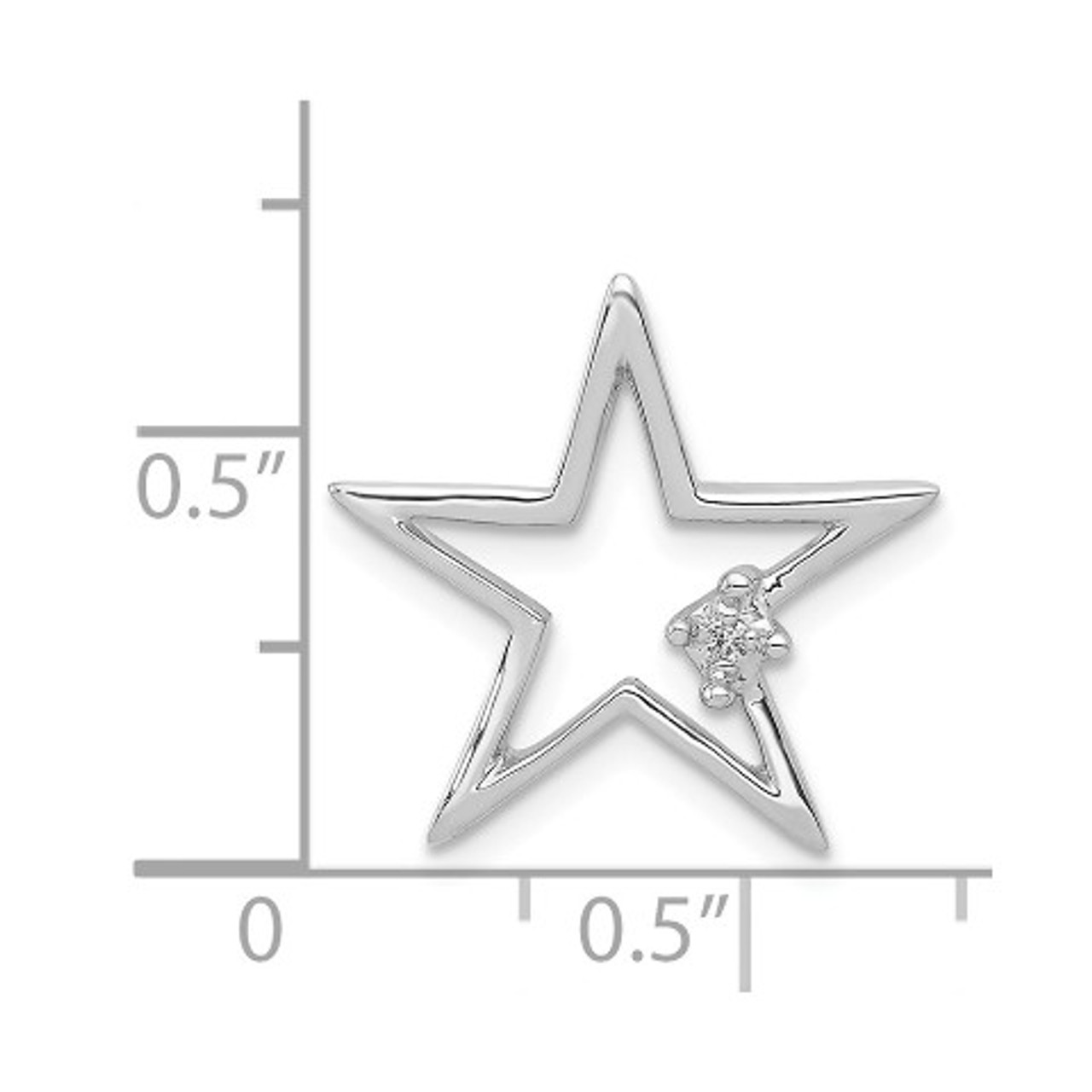 14K White Gold Diamond Accent Open Star Slide Pendant - (A97-236)