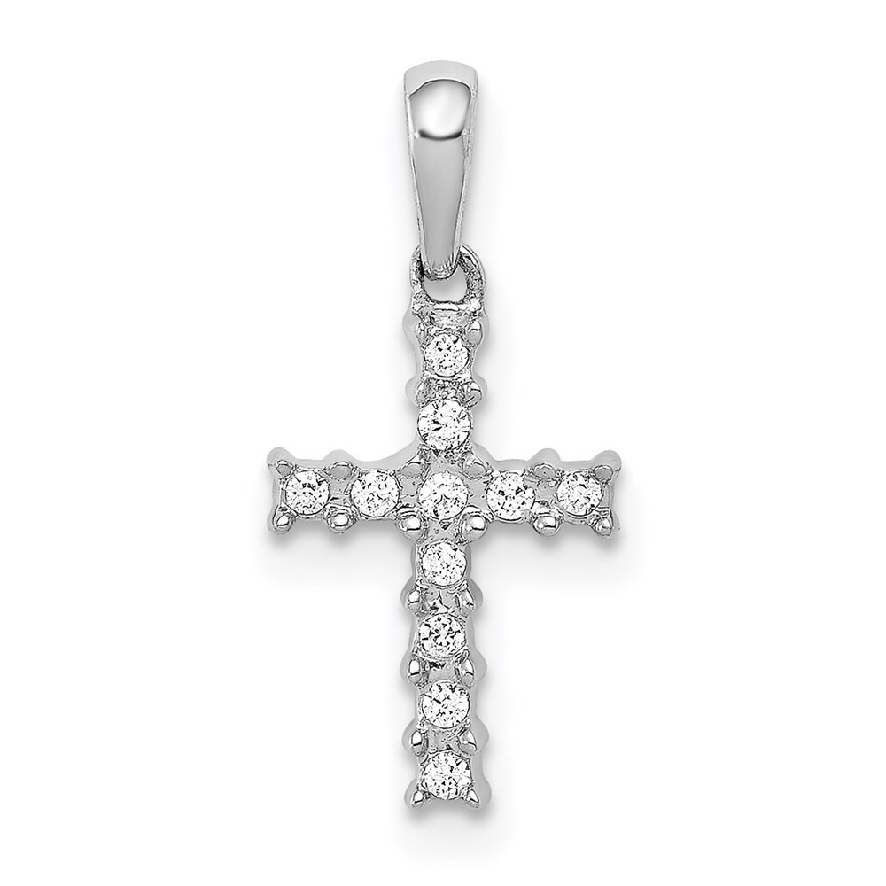 14K White Gold Diamond Cross Pendant 1/15-Carat - (A97-293) - Roy