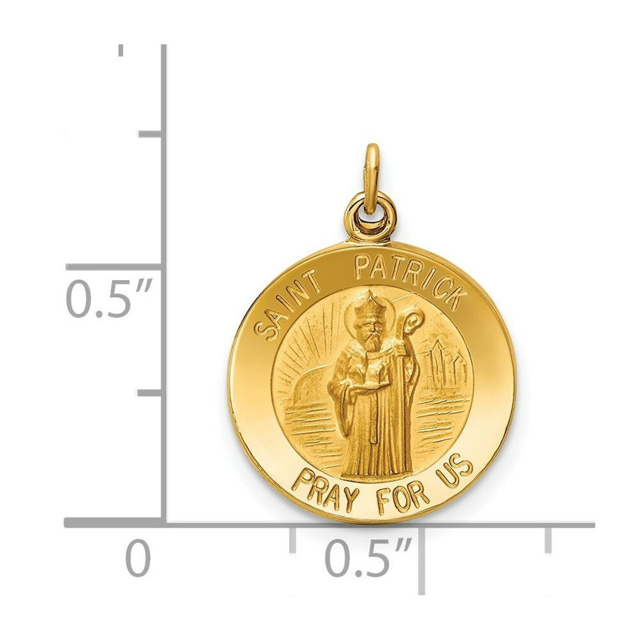 14K Yellow Gold Saint Patrick Medal Charm 15mm width - (B11-491)