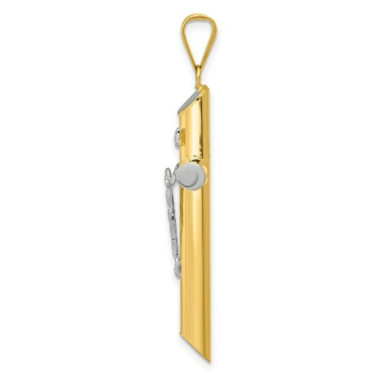 14K Two-tone Gold & Rhodium INRI Crucifix Pendant - (A84-925)