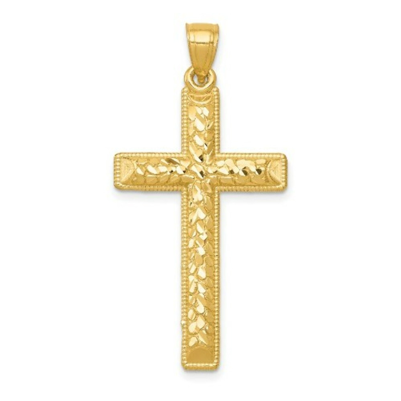 14k Yellow Gold Diamond-cut Latin Cross Pendant - (A86-215)