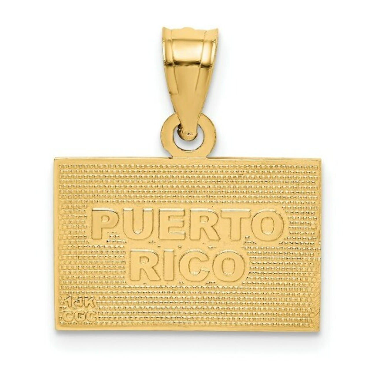 14K Yellow Gold Solid Enameled Puerto Rico Flag Pendant - (A86-231)