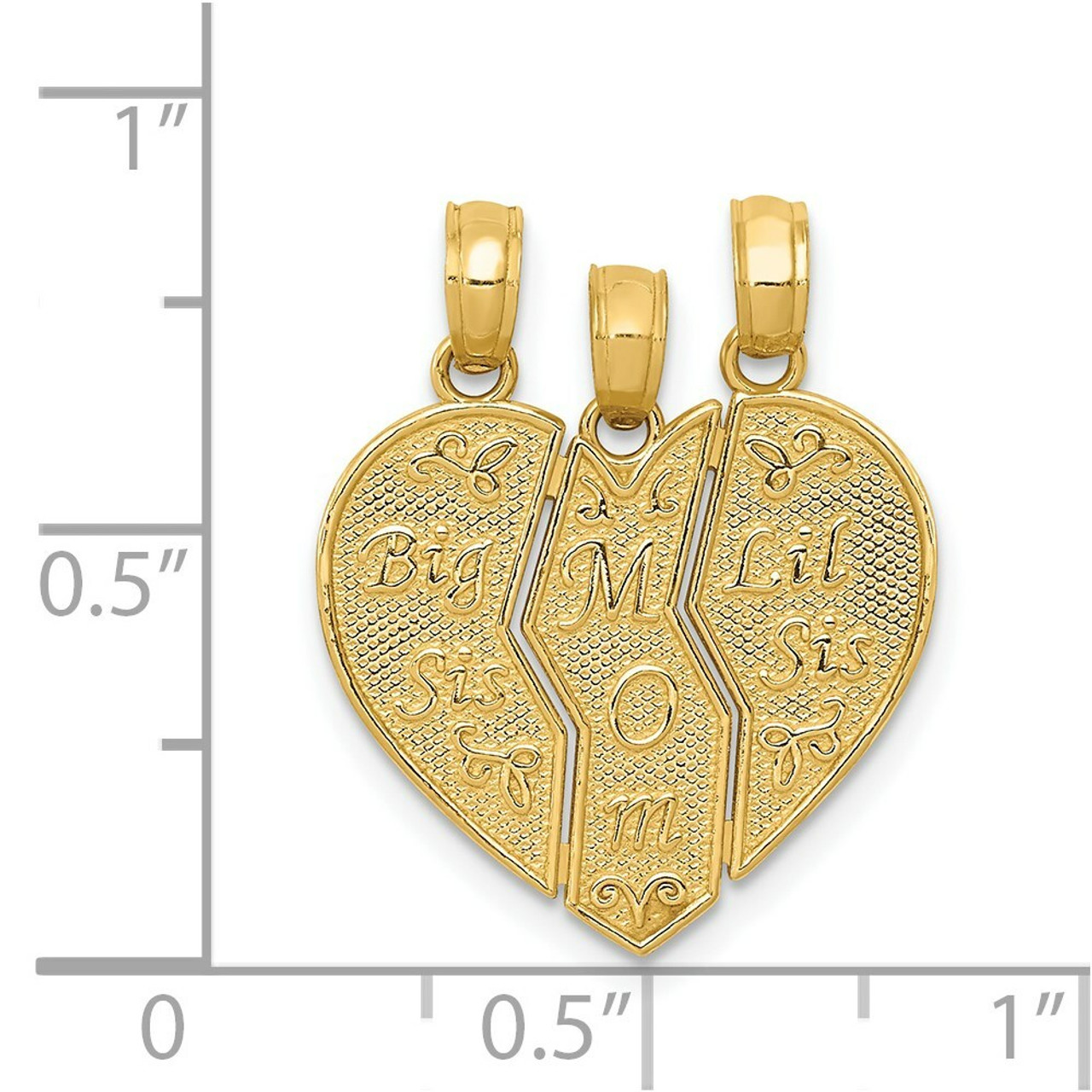 14K Yellow Gold Break-apart Big Sis, Mom, Lil Sis Charm - (A86-504)