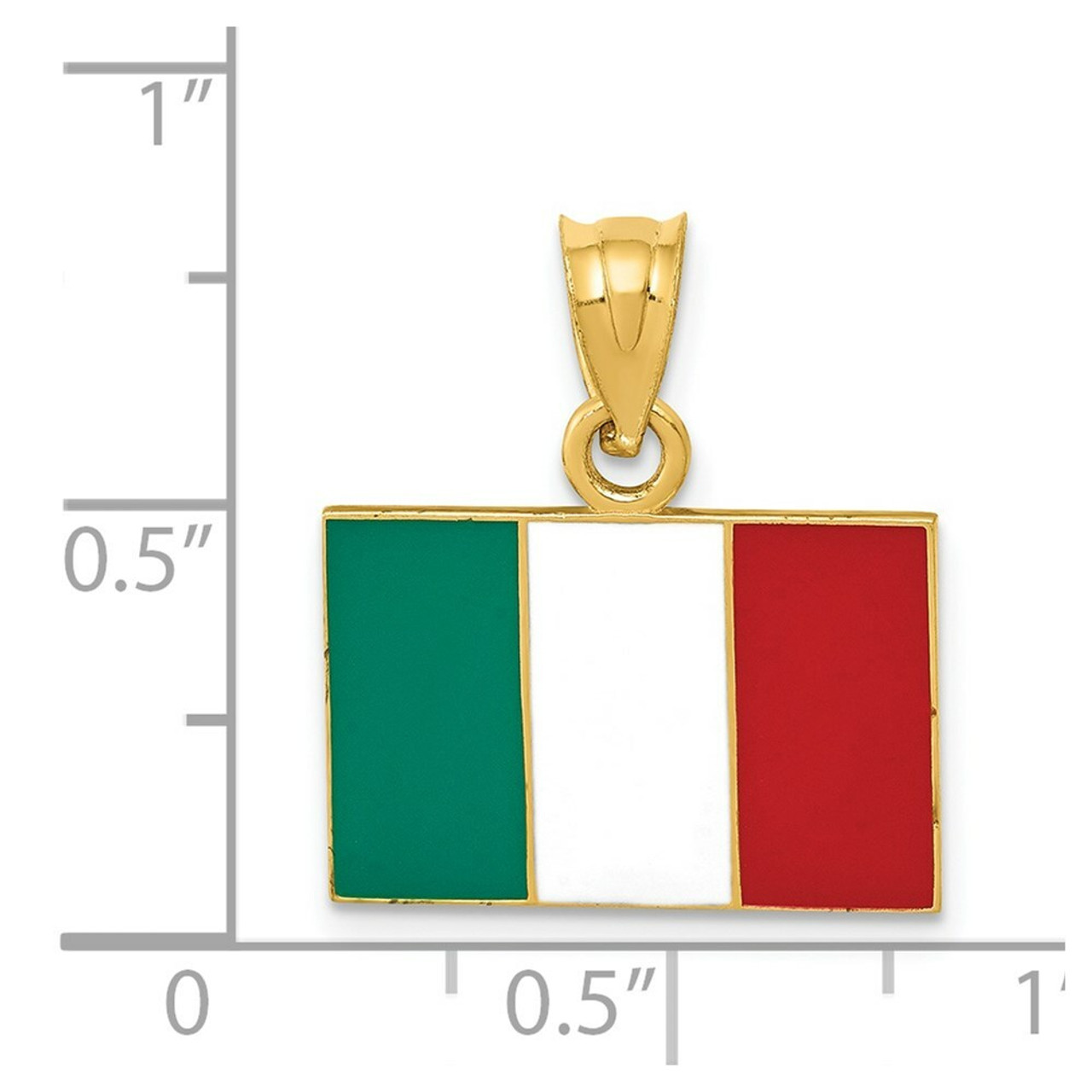 14K Yellow Gold Solid Enameled Italy Flag Pendant - (A87-258)