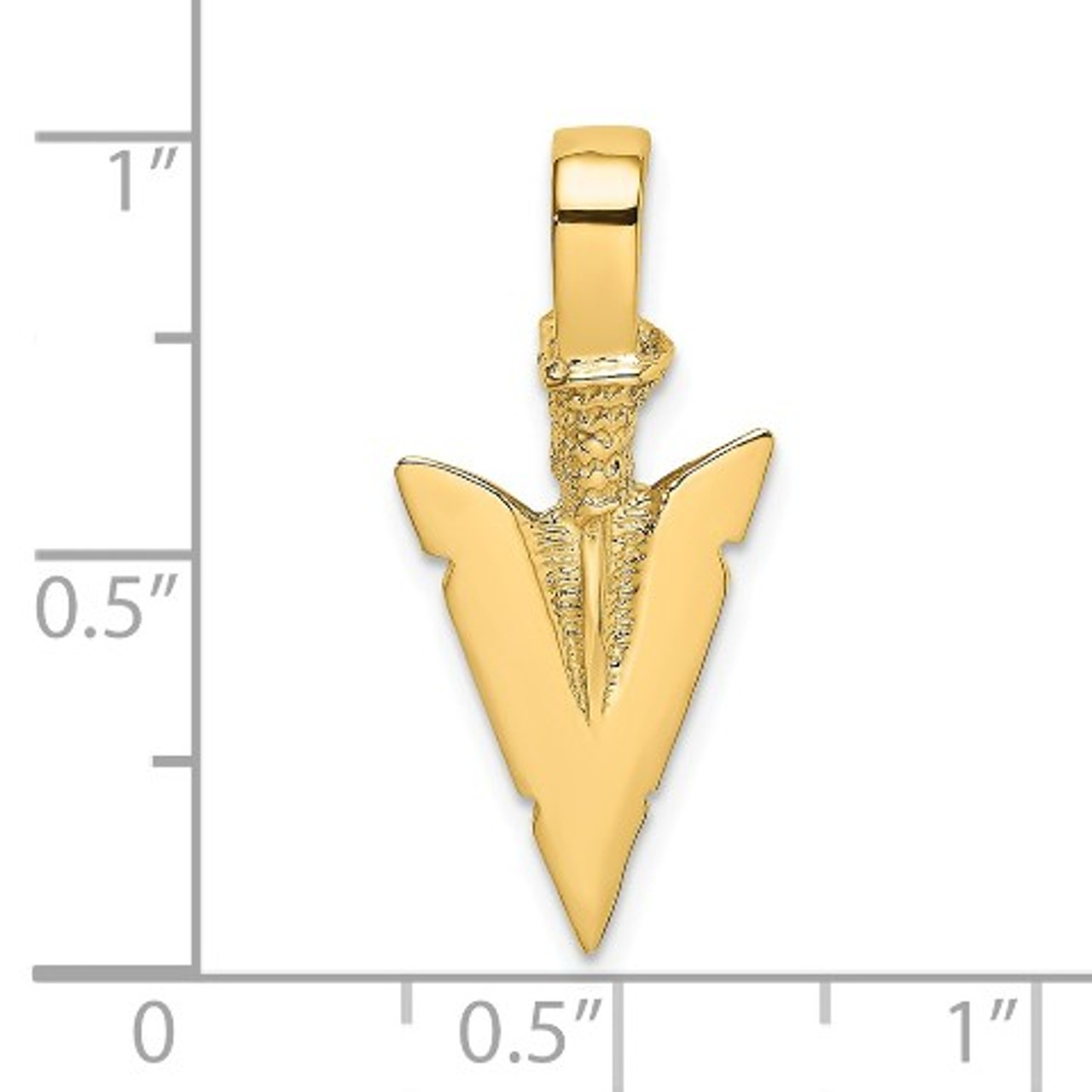 14K Yellow Gold 3-D Arrowhead Charm Pendant - (A92-235)