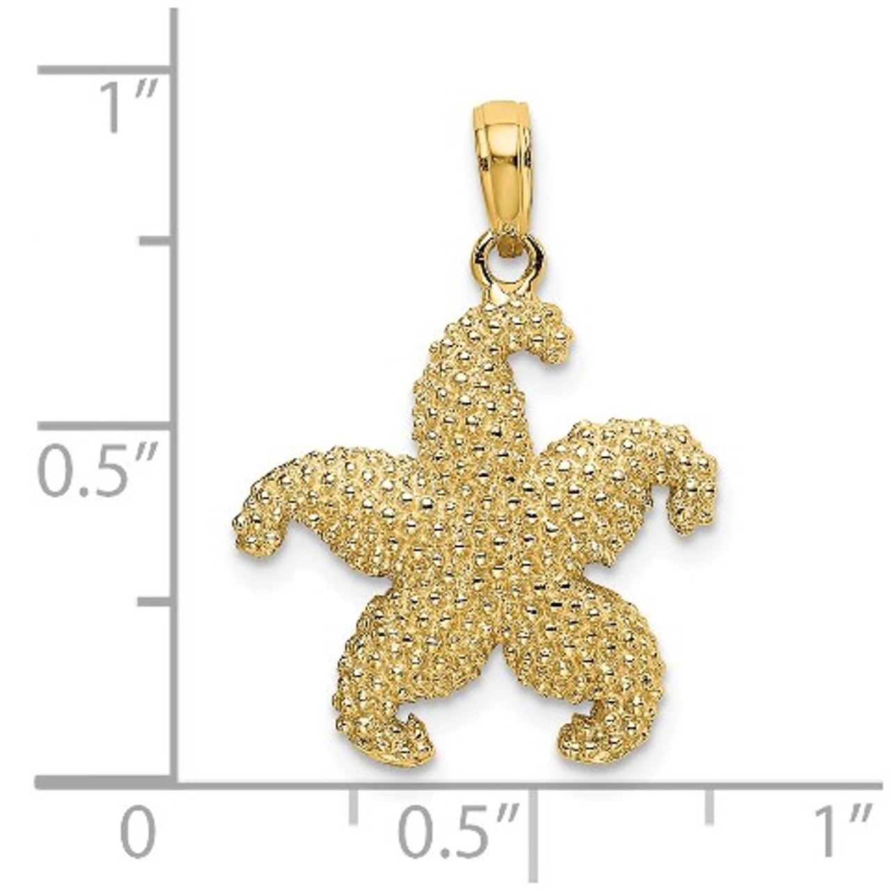 14K Yellow Gold 2-D Puffed Starfish Charm Pendant - (A92-245)