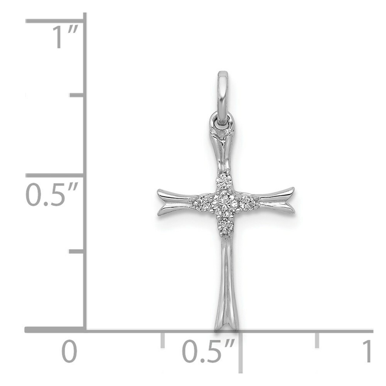 14K White Gold Diamond Cross Pendant 1/12-Carat - (A97-333)