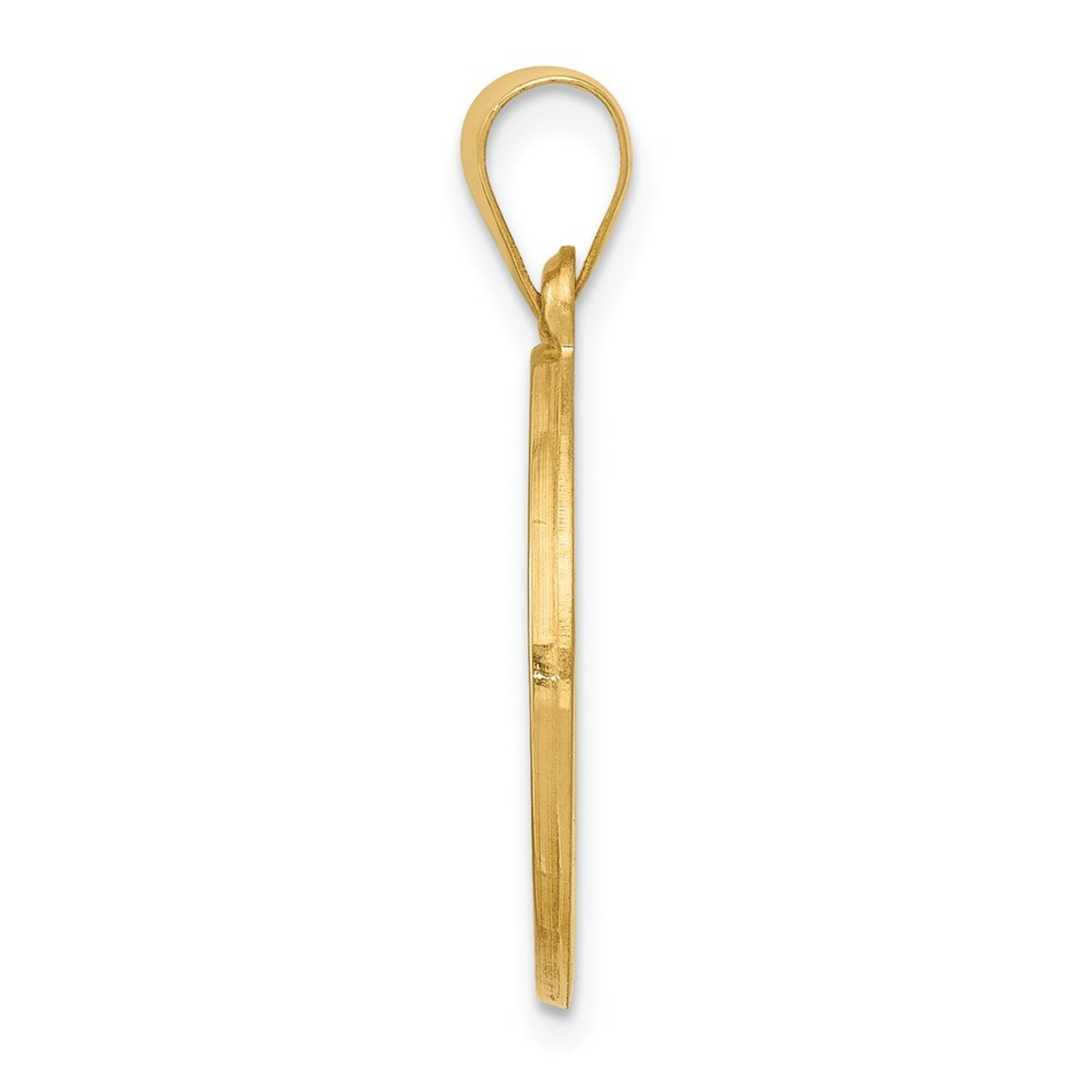 14K Yellow Gold Polished and Satin Our Lady of Lourdes Medal Pendant 19mm width - (B11-113)