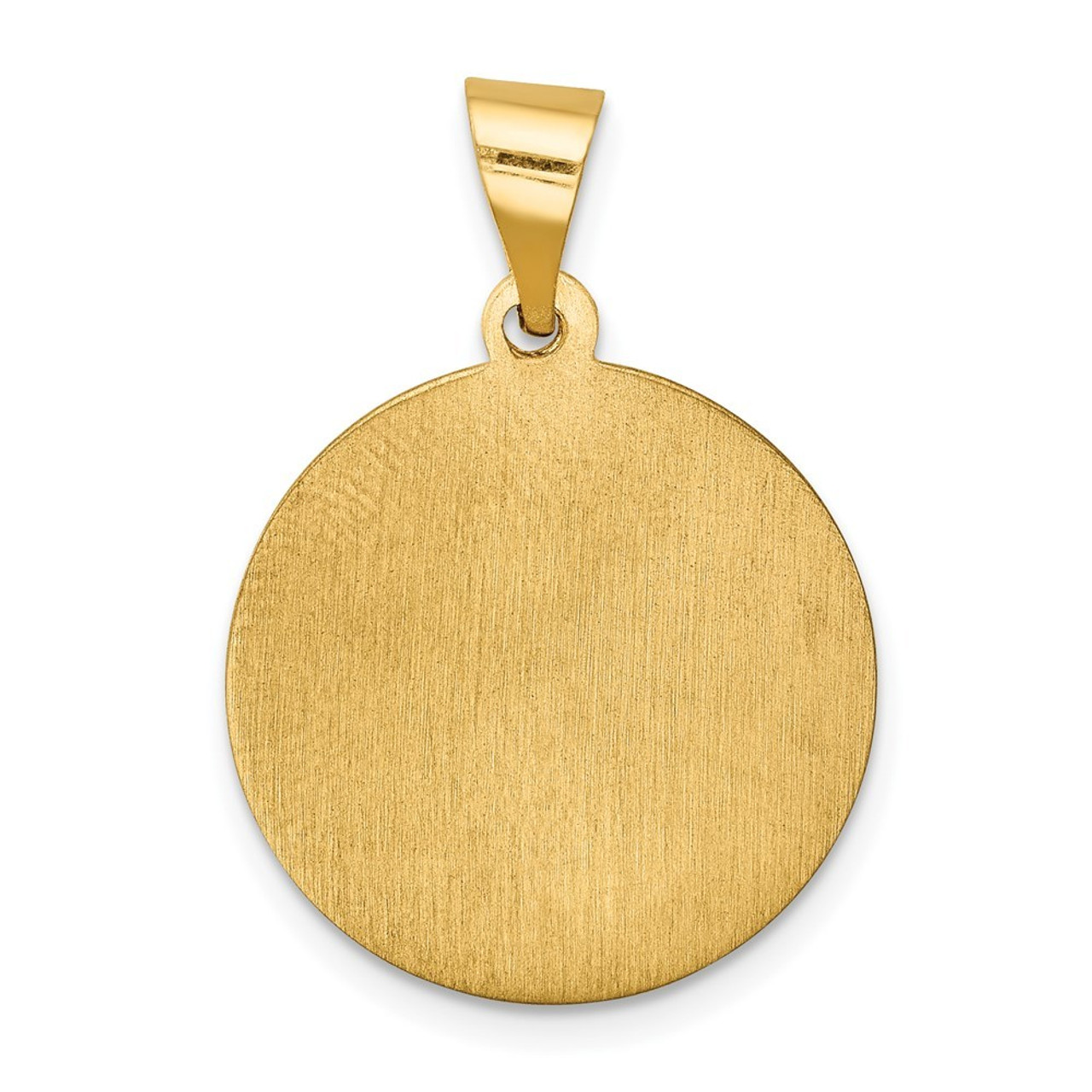 14K Yellow Gold Polished and Satin Our Lady of Lourdes Medal Pendant 19mm width - (B11-113)