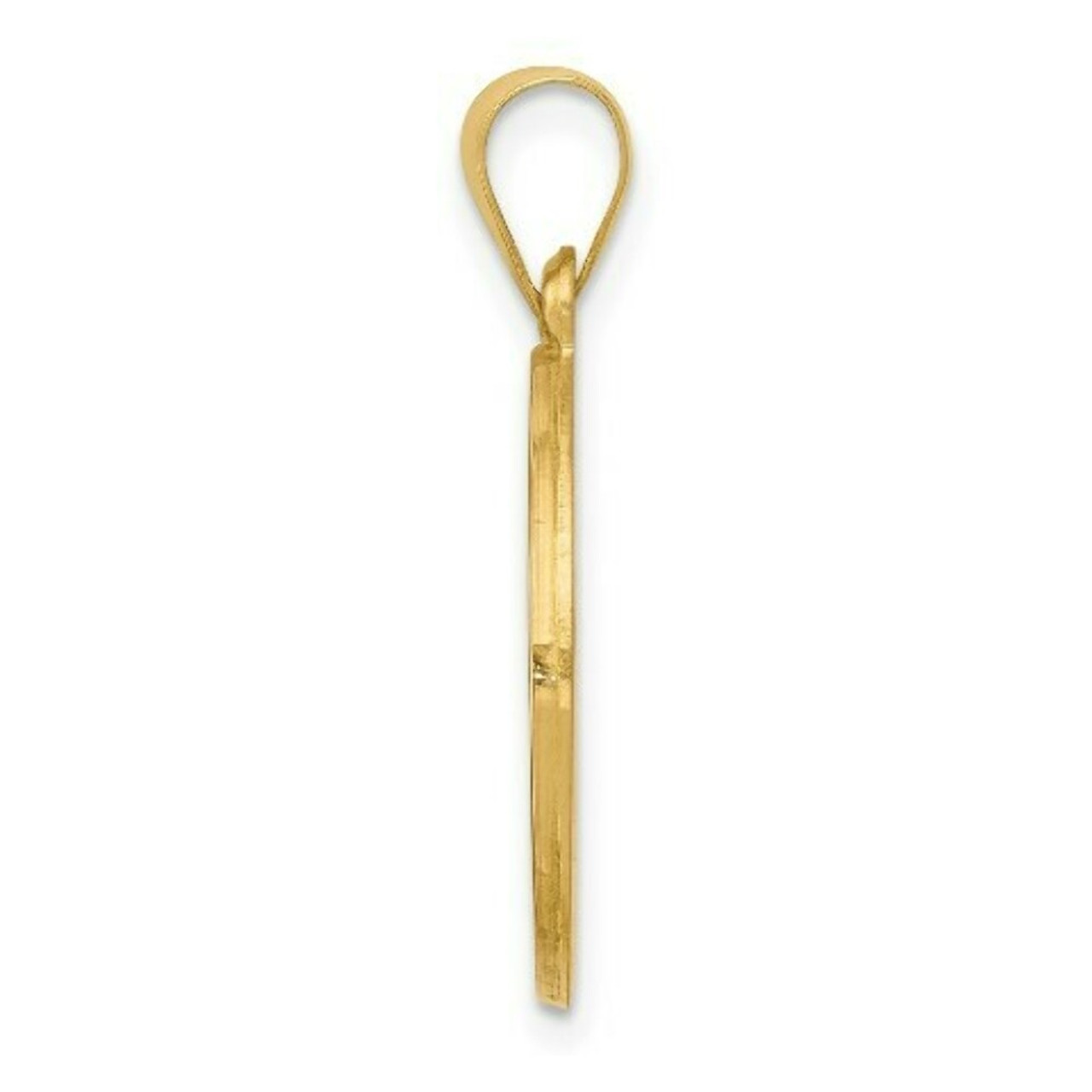 14K Yellow Gold Polished and Satin Our Lady of Lourdes Medal Pendant 19mm width - (B11-113)