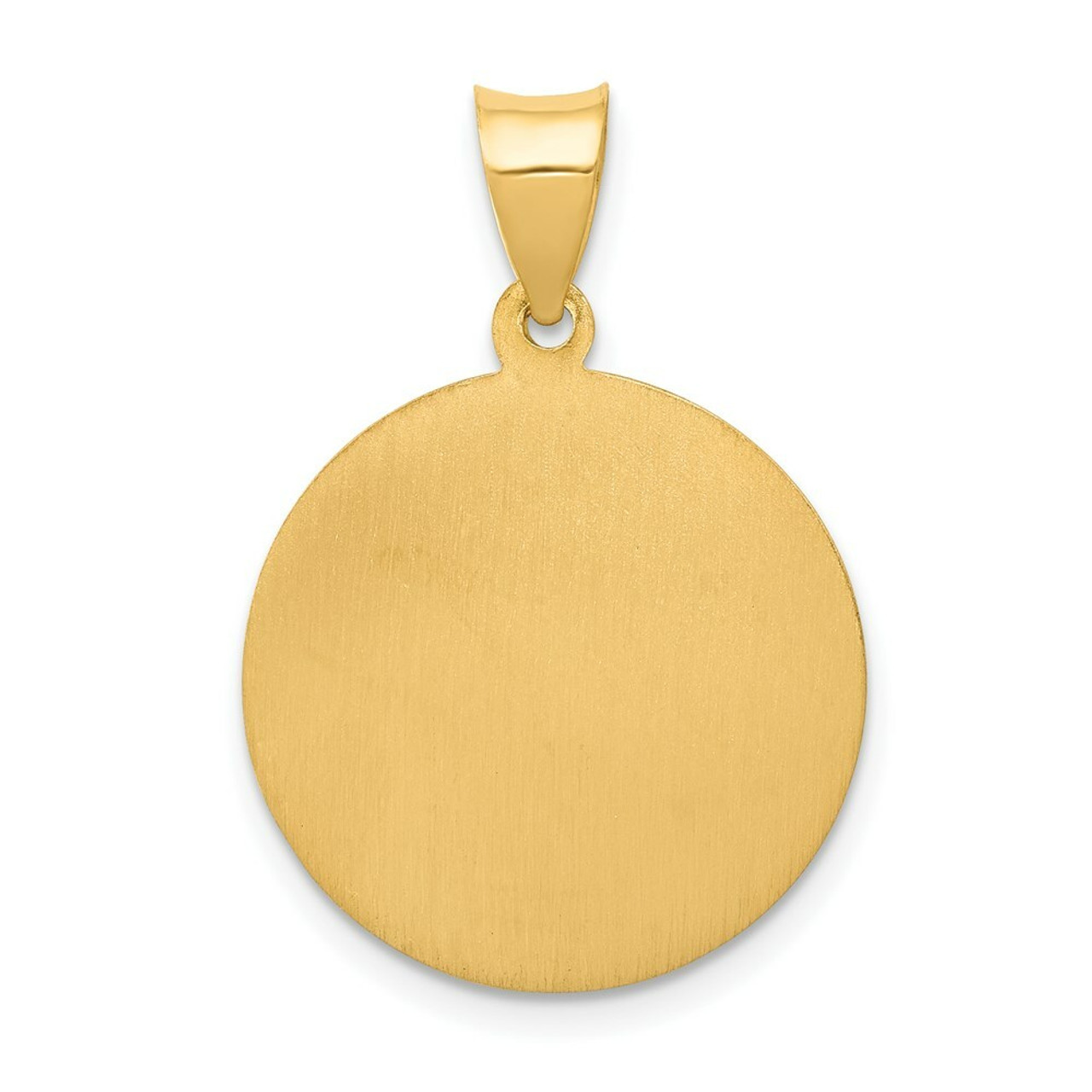 14K Yellow Gold Polished and Satin St. Thomas Medal Pendant 20mm width - (B11-210)