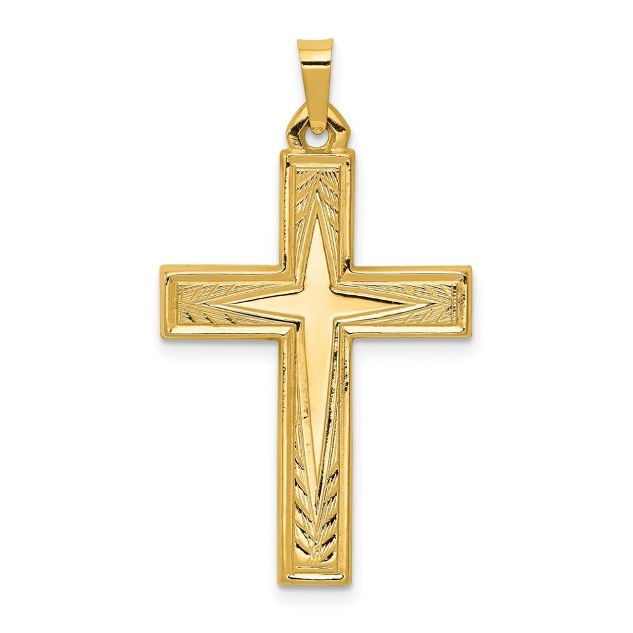 14K Yellow Gold Polished Latin Cross Pendant mm length - (B11-257)