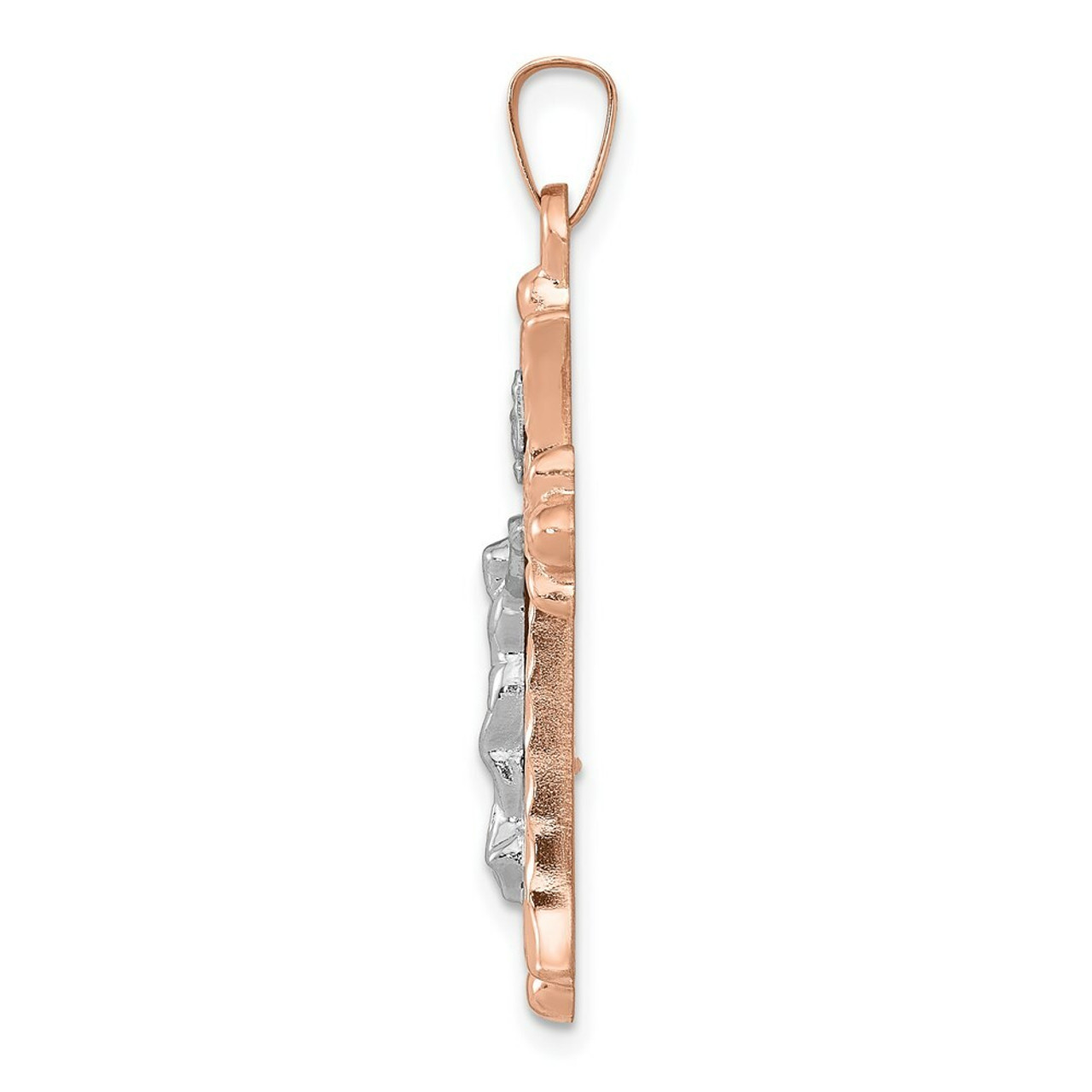 14K Two-tone Gold Hollow Crucifix Pendant 28mm length - (B11-344)