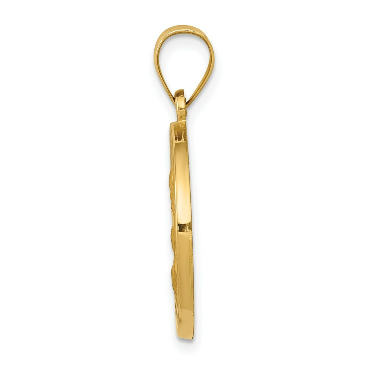 14K Yellow Gold Polished and Satin St. Joseph Medal Pendant 19mm width - (B11-449)