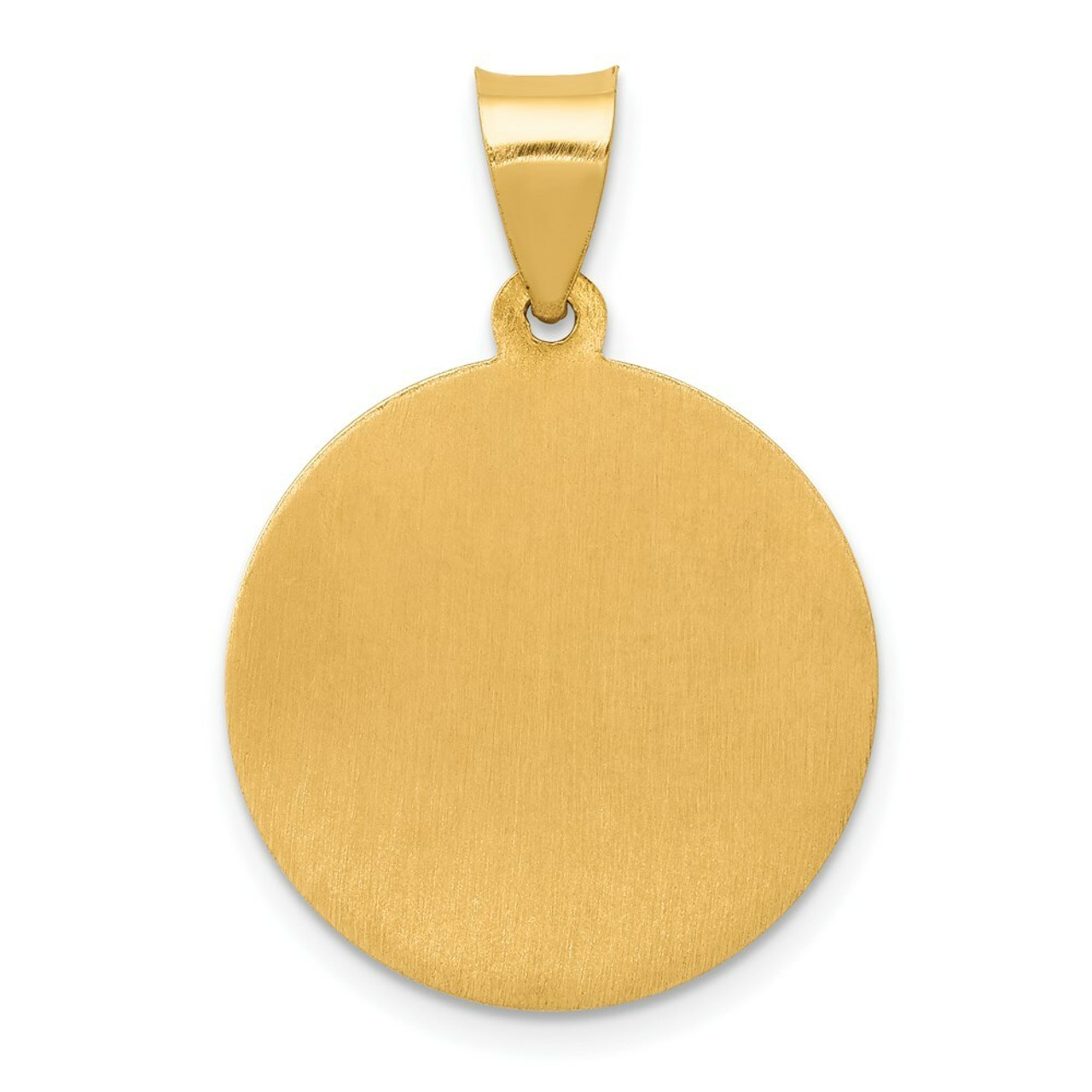 14K Yellow Gold Polished and Satin St. Joseph Medal Pendant 19mm width - (B11-449)