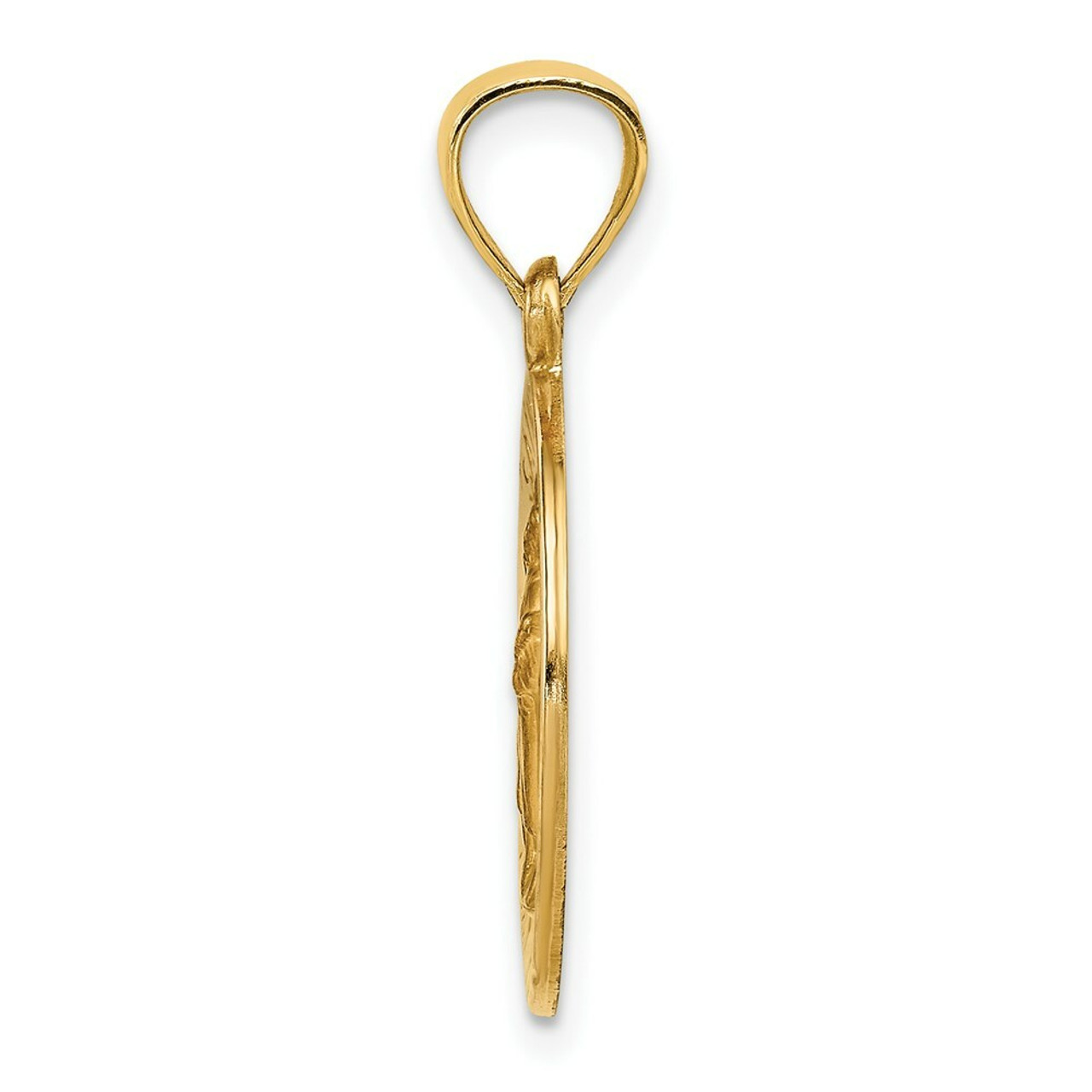 14K Yellow Gold Polished and Satin St. Raphael Medal Pendant 20mm width - (B11-532)