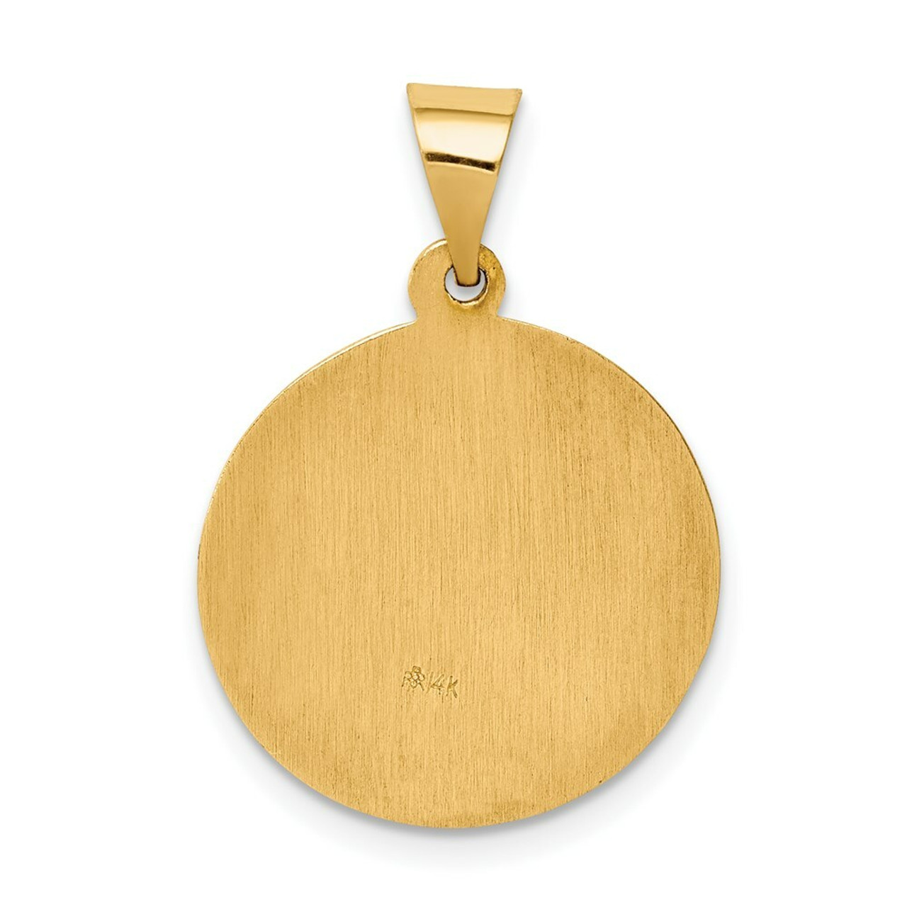14K Yellow Gold Polished and Satin St. Raphael Medal Pendant 20mm width - (B11-532)