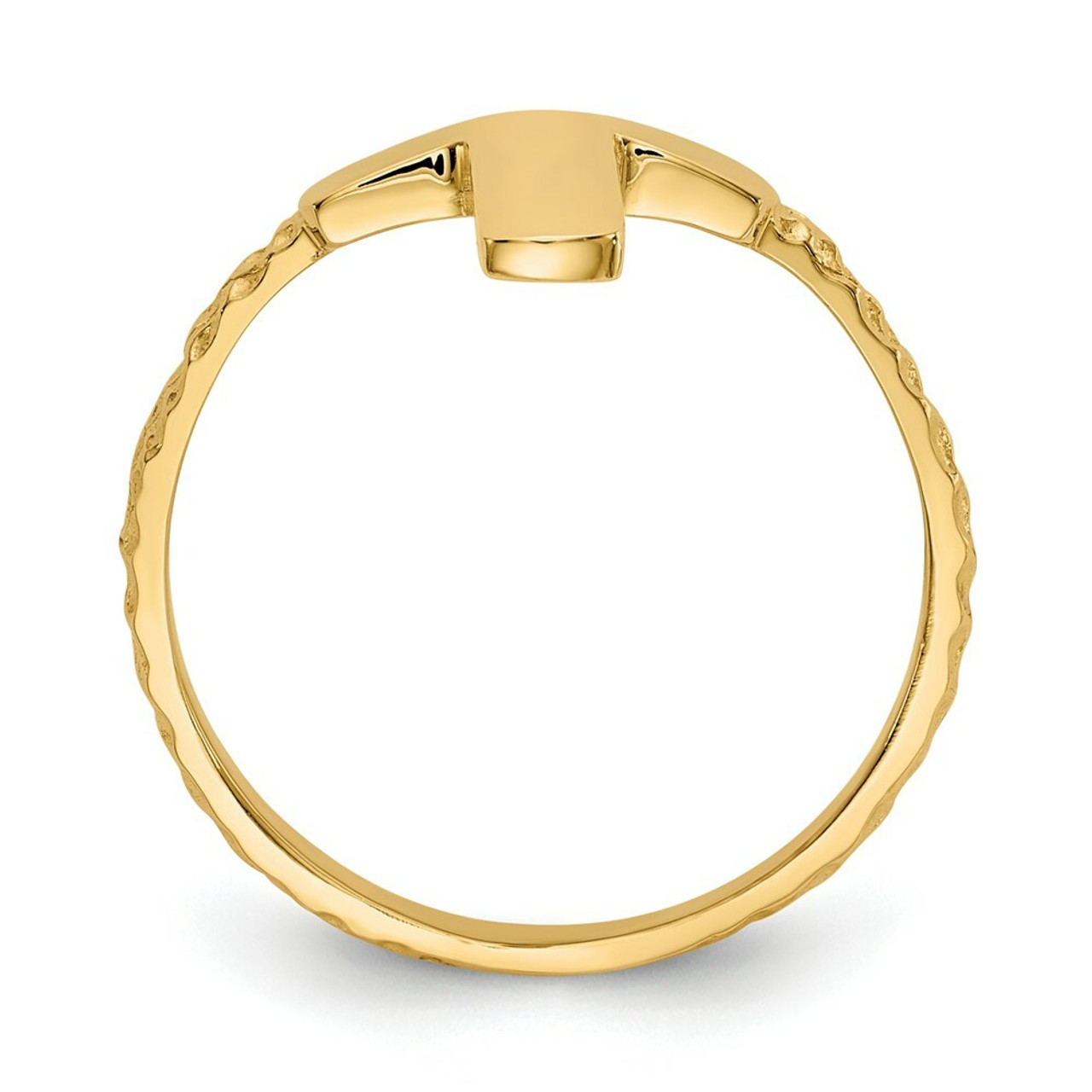 14K Yellow Gold Polished Textured Cross Ring - Size 7 - (B31-932)