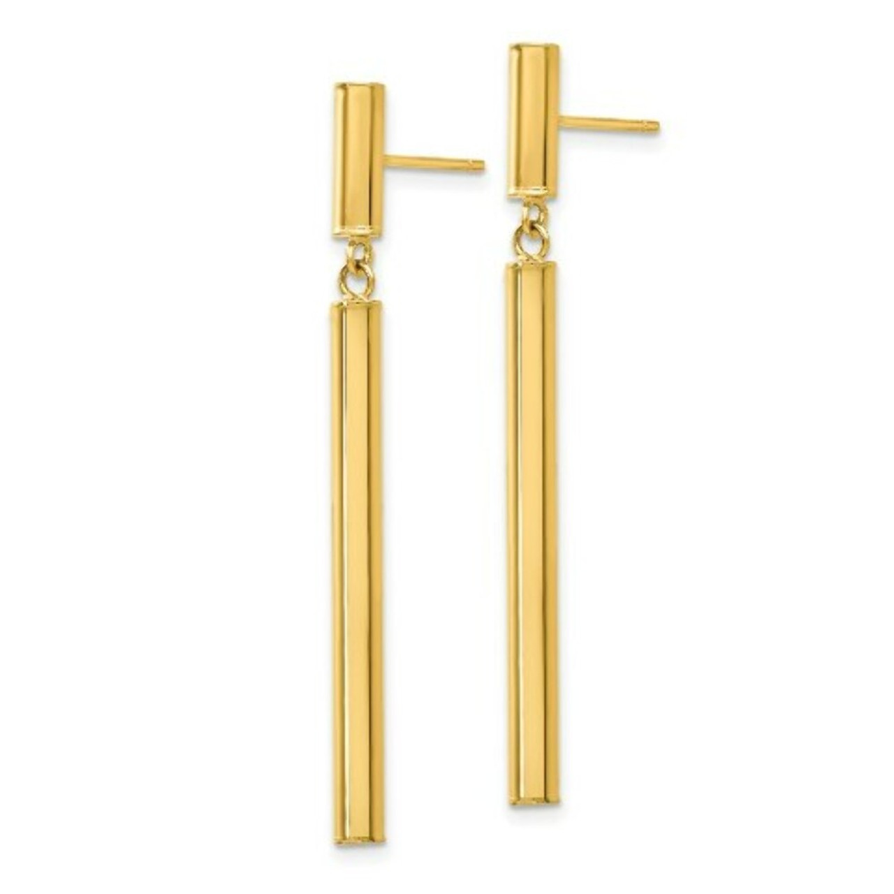 14K Yellow Gold Fancy Dangle Round Tube Earrings - (B36-772)